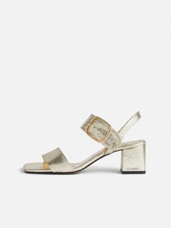 Maybell Metallic Heeled Sandal | Gold sold by Jigsaw