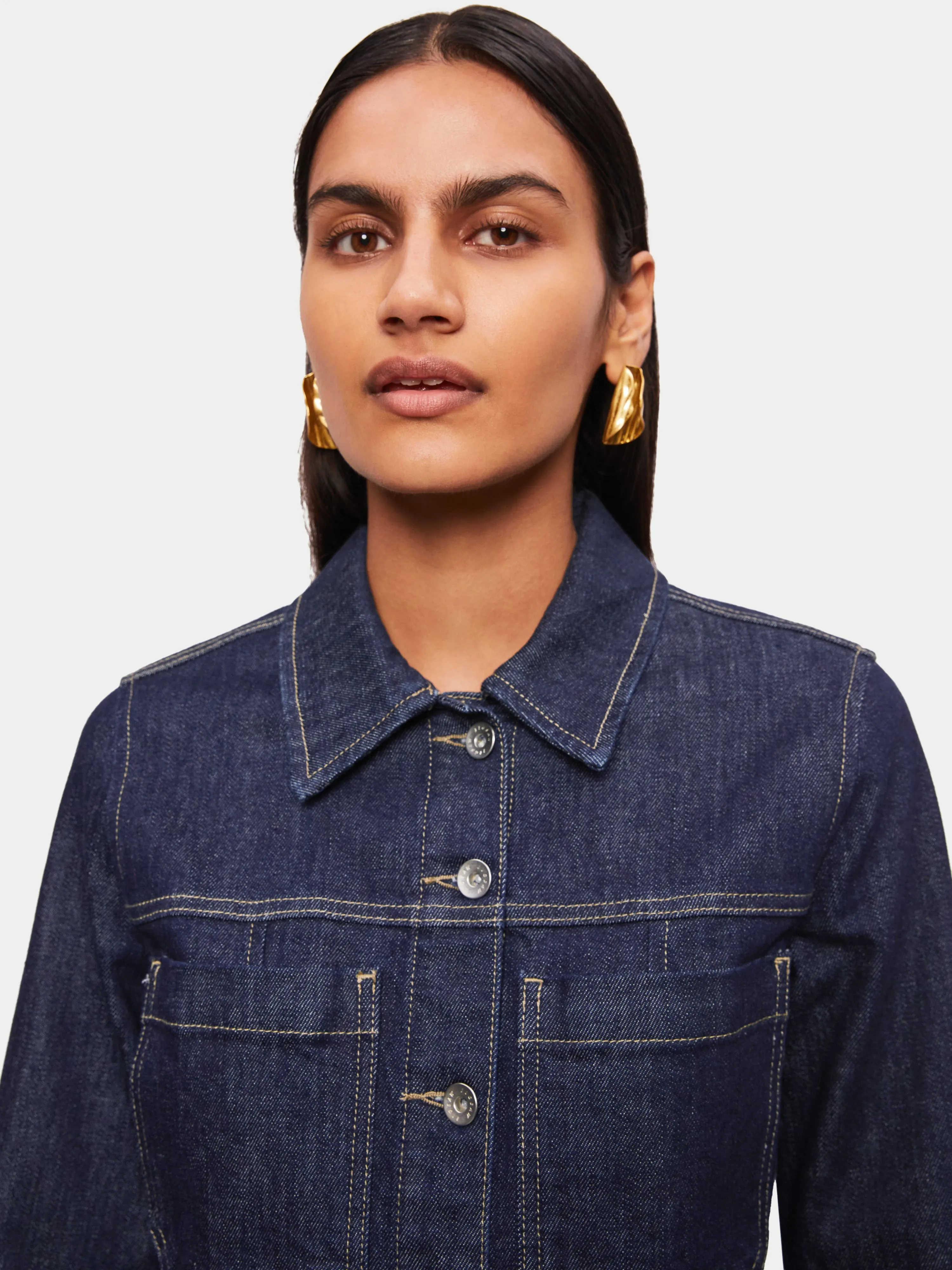 Denim Button Through Jumpsuit | Indigo sold by Jigsaw product image thumbnail 3