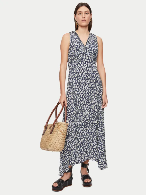 Cottage Ditsy Ruffle Dress | Navy sold by Jigsaw