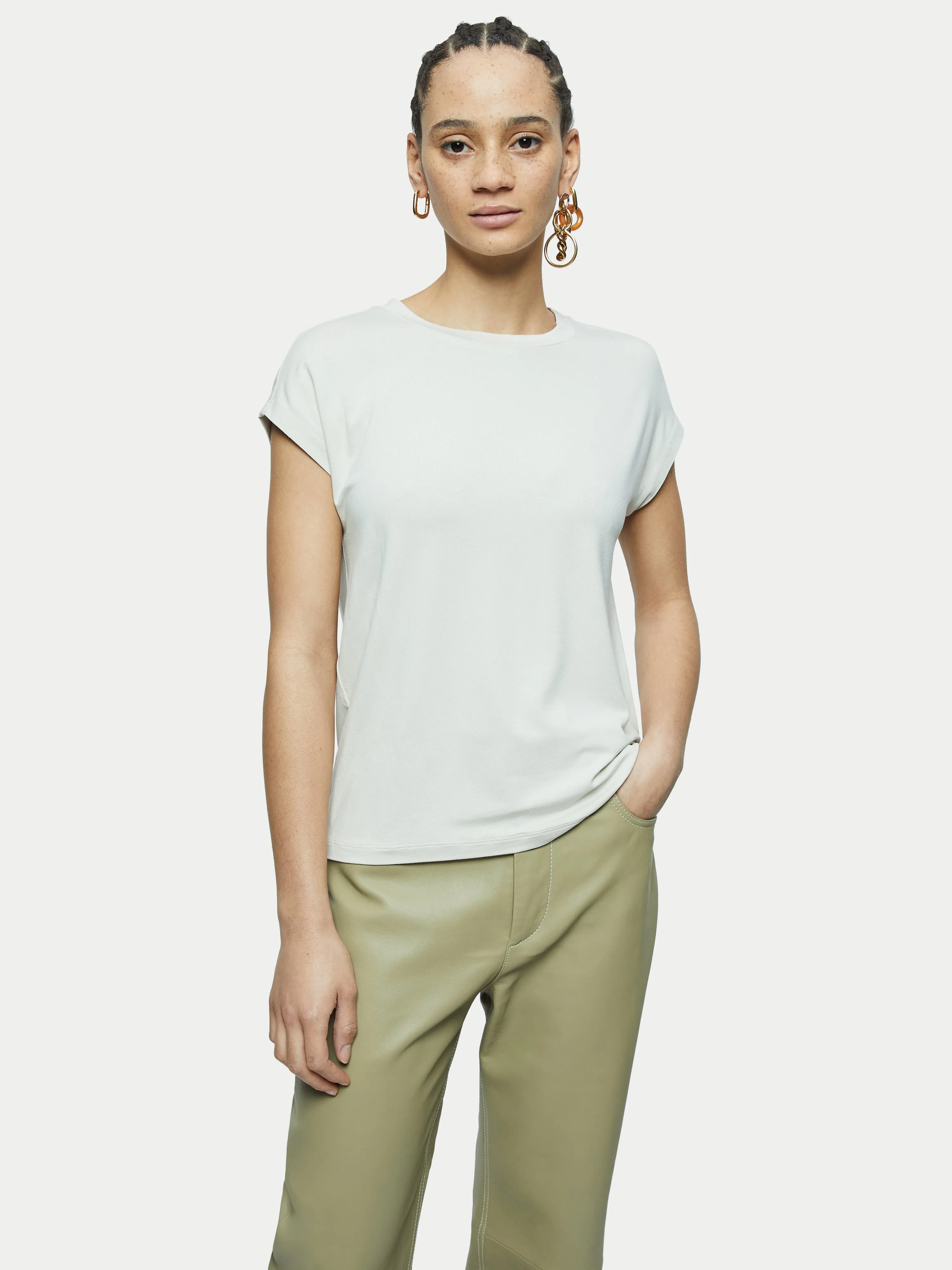 Whitby Cap Sleeve Tee | Beige sold by Jigsaw