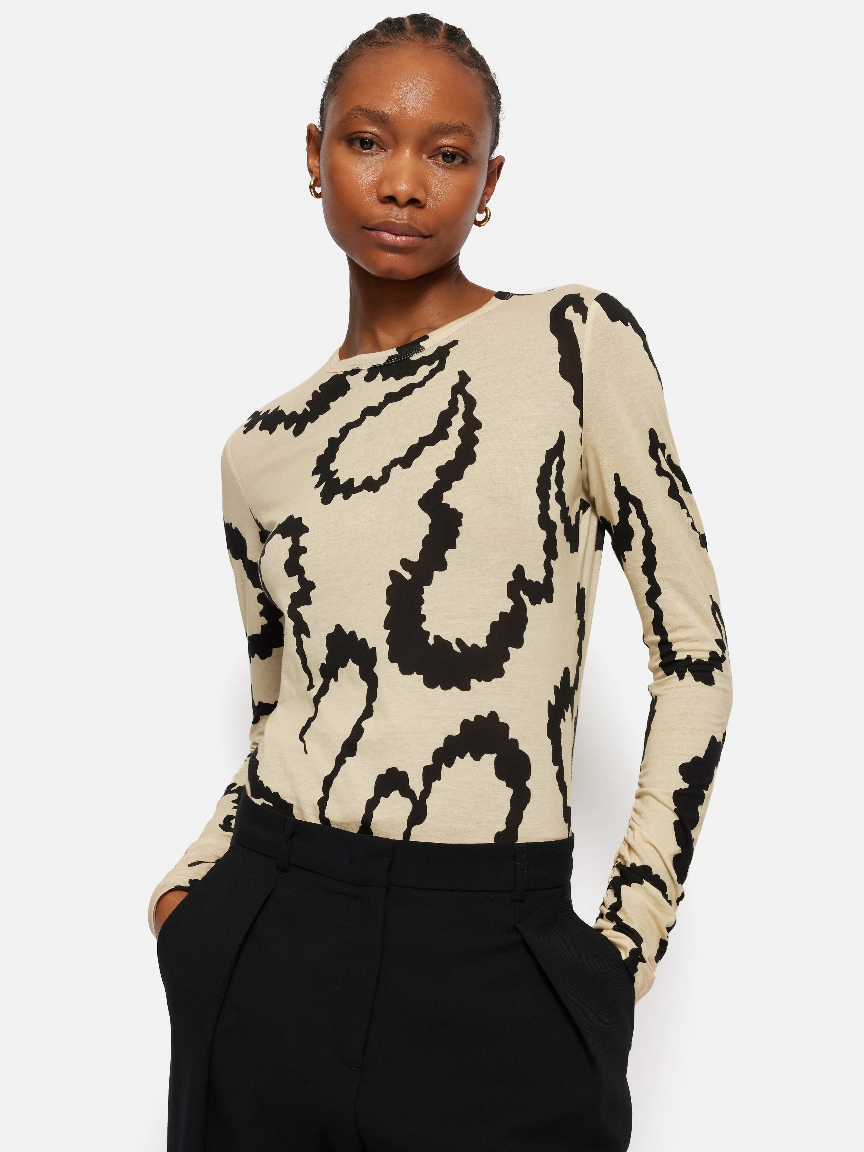 Hydra Coral Cotton Top | Cream sold by Jigsaw