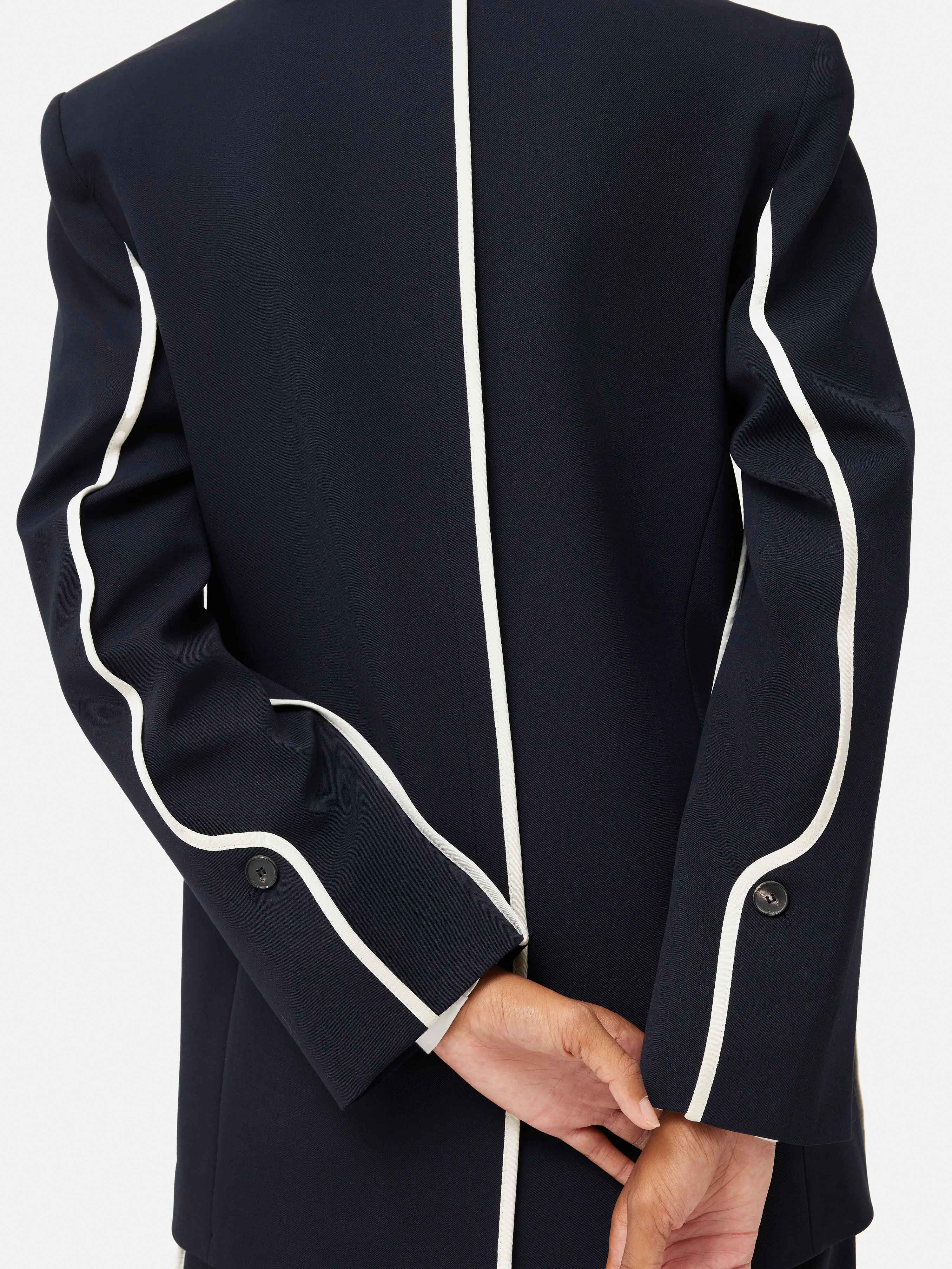 Piped Detail Tailored Blazer | Navy sold by Jigsaw