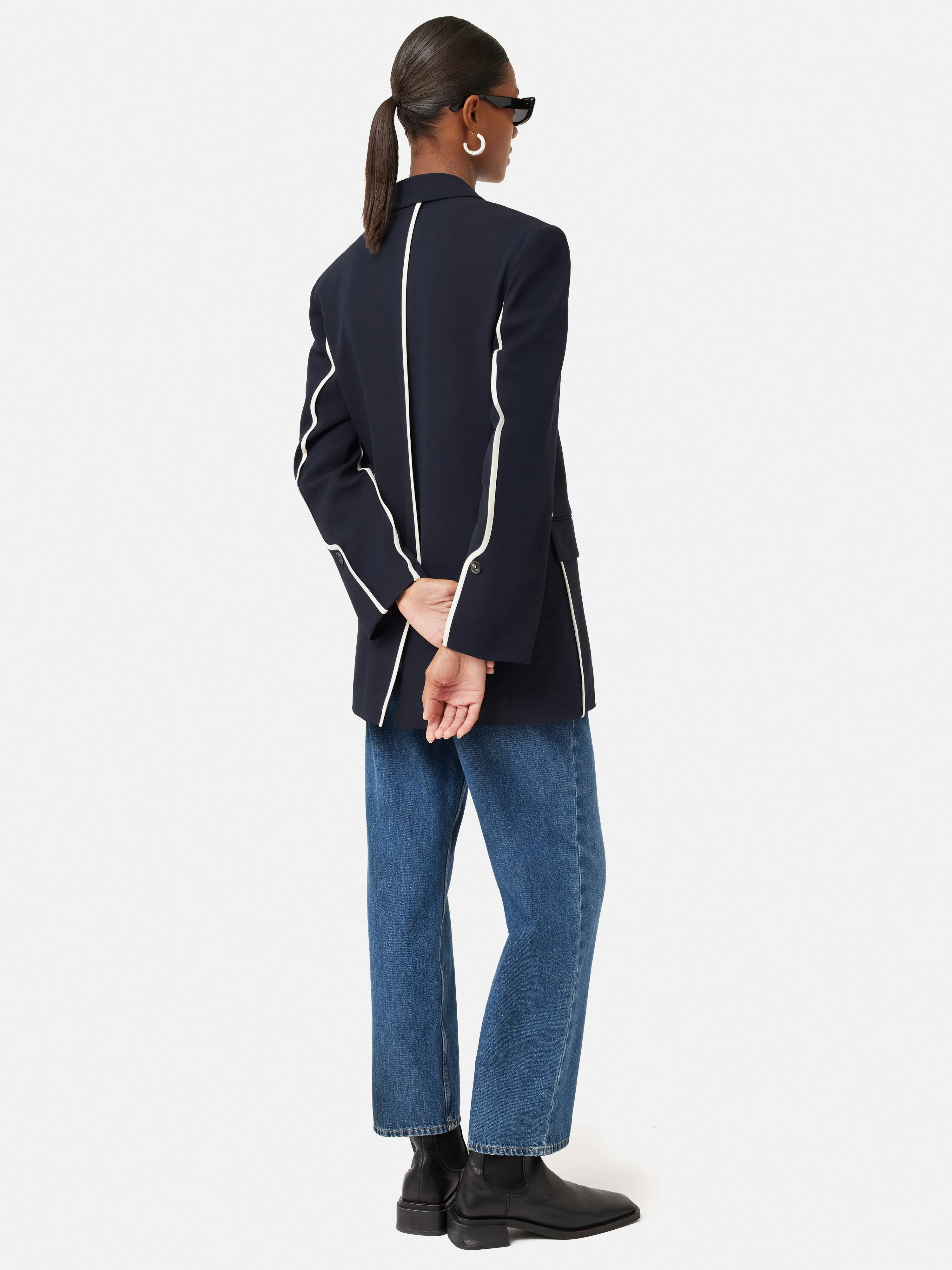 Piped Detail Tailored Blazer | Navy sold by Jigsaw product image thumbnail 4