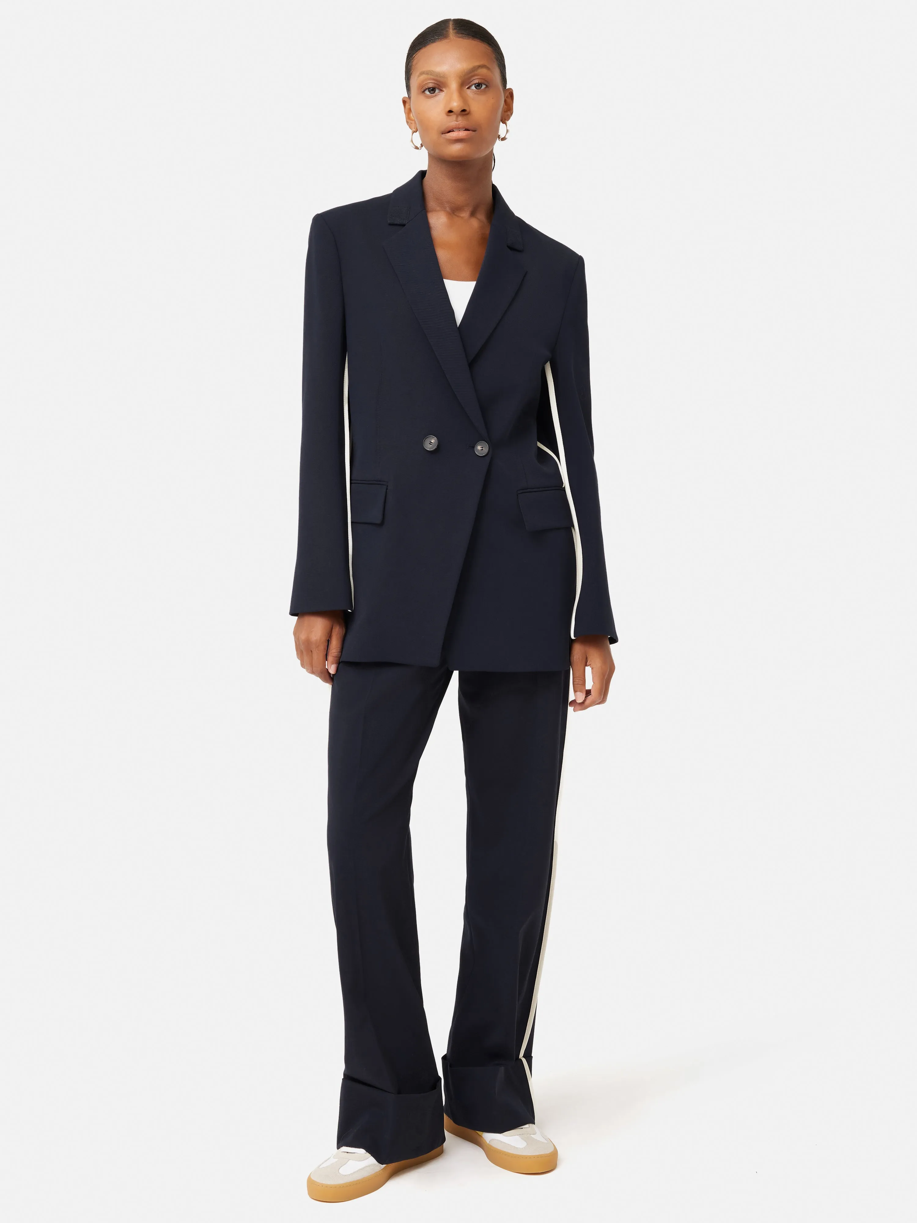 Piped Detail Tailored Blazer | Navy sold by Jigsaw product image thumbnail 3