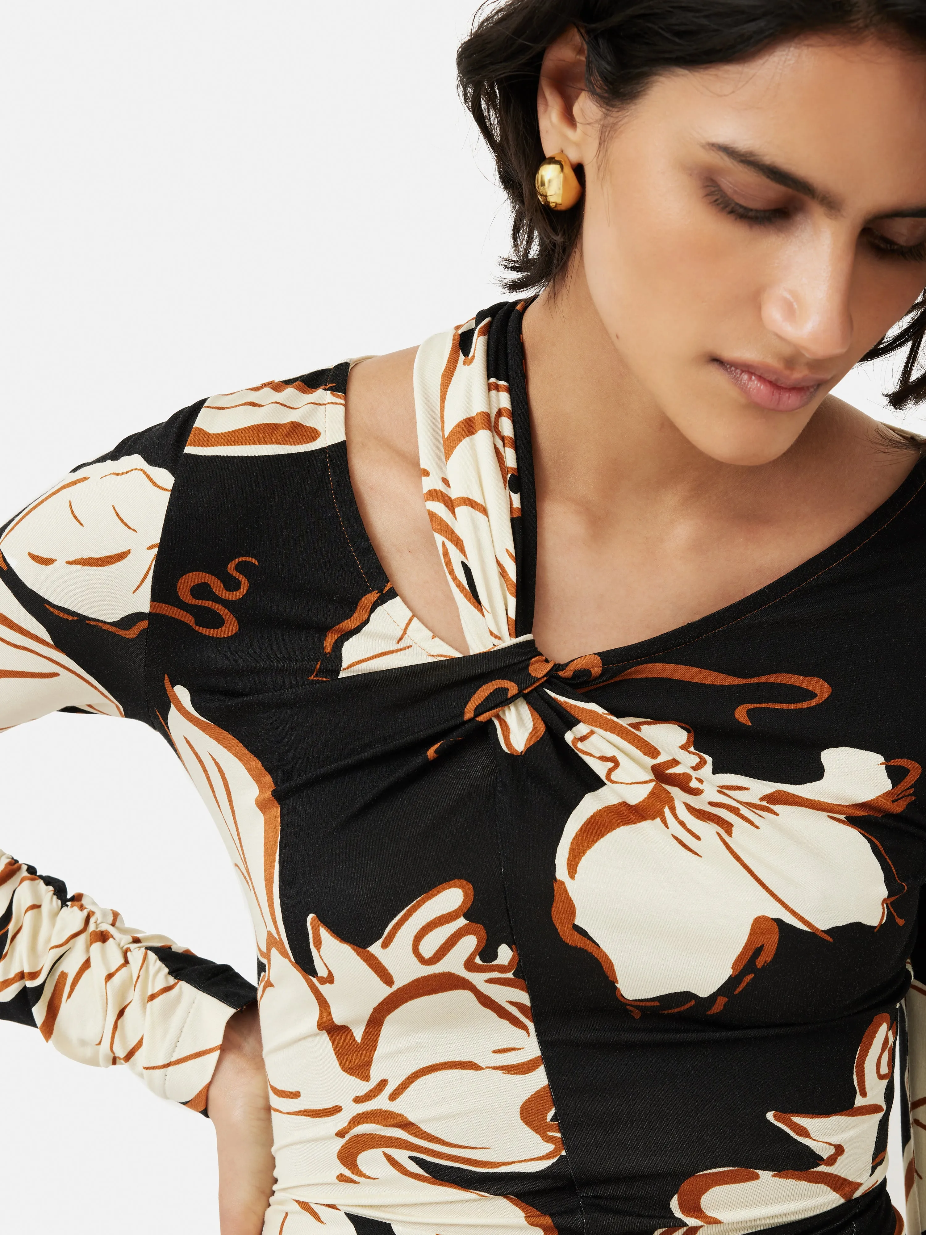 Leaf Outline Jersey Dress | Multi sold by Jigsaw product image thumbnail 2