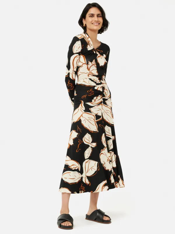 Leaf Outline Jersey Dress | Multi sold by Jigsaw
