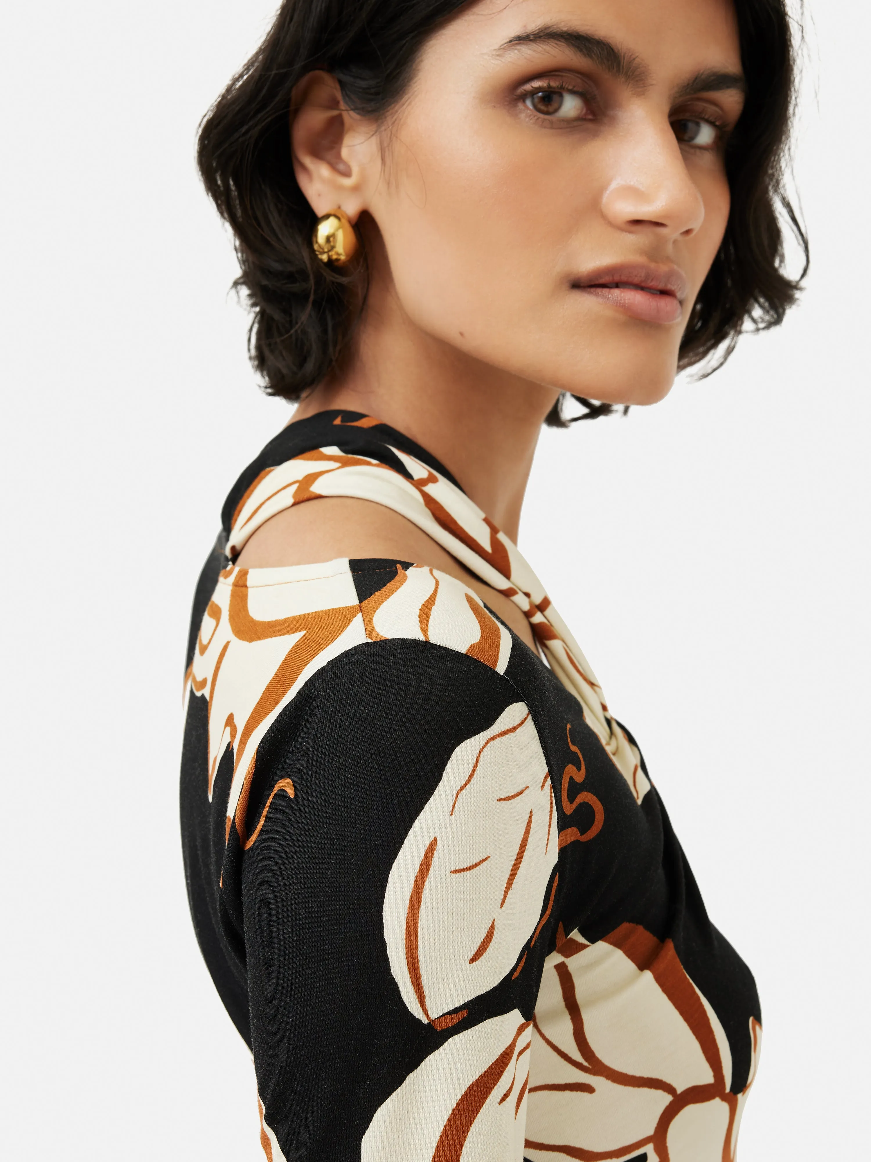 Leaf Outline Jersey Dress | Multi sold by Jigsaw product image thumbnail 5