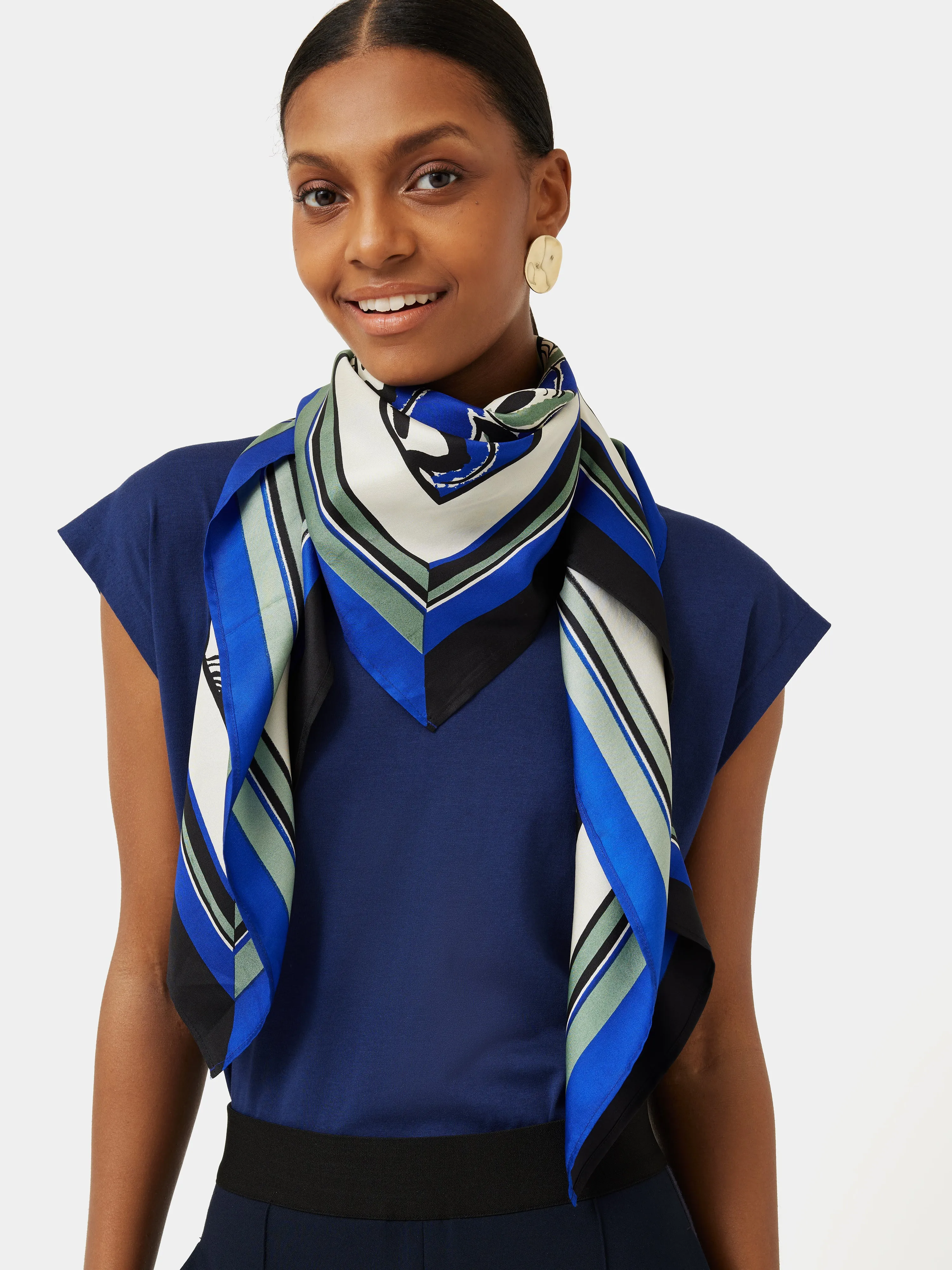 Collagerie Arthouse Silk Twill Square | Blue sold by Jigsaw