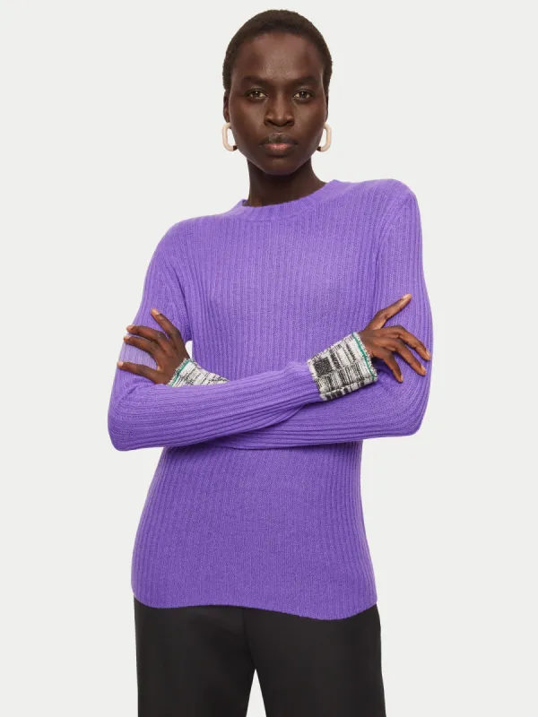 Merino Cashmere Crew Jumper | Purple sold by Jigsaw