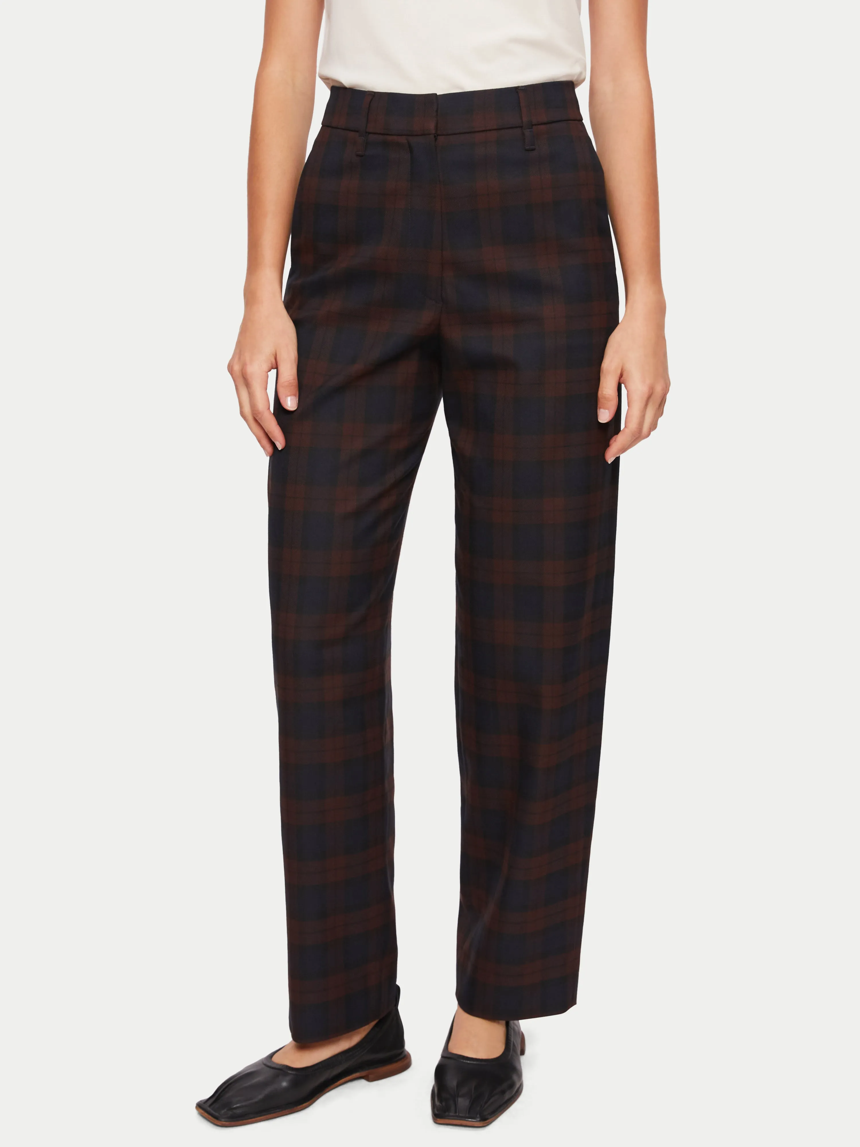 Nevis Check Trouser | Purple sold by Jigsaw