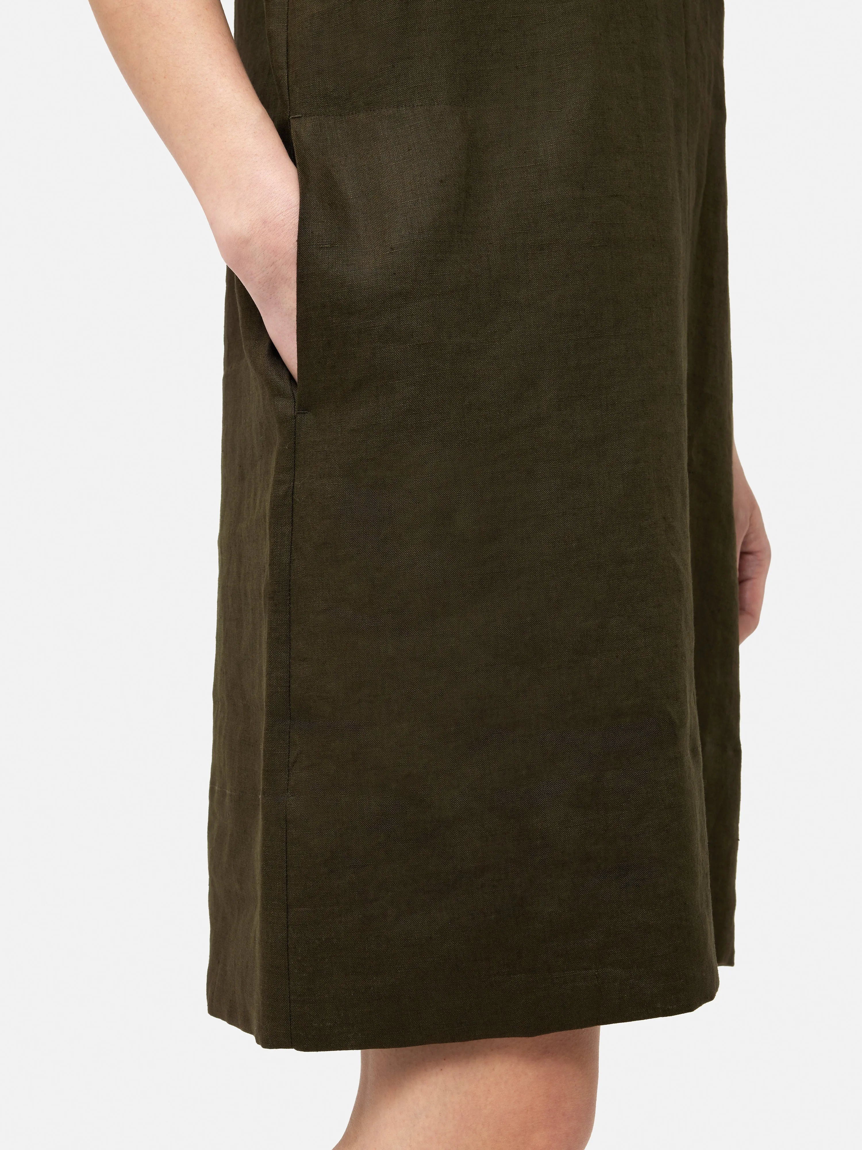 Linen Smocked T-shirt Dress | Dark Green sold by Jigsaw product image thumbnail 3