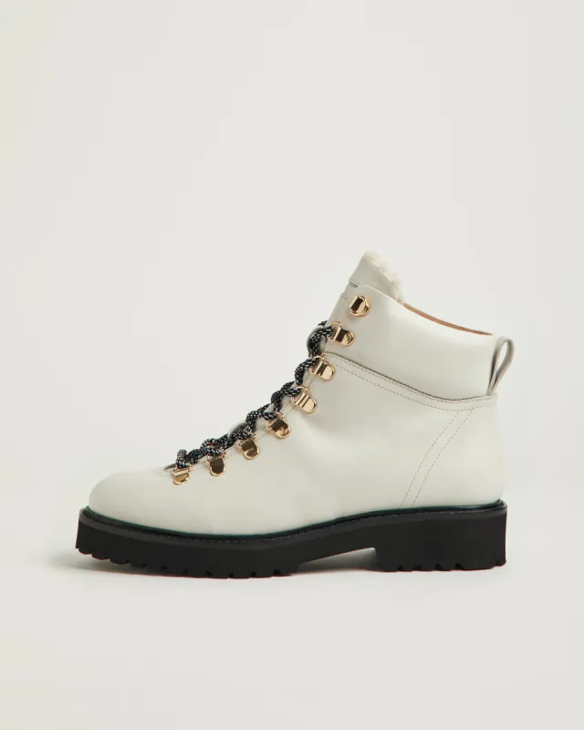 Burnham Leather Lace Up Boot | Cream sold by Jigsaw
