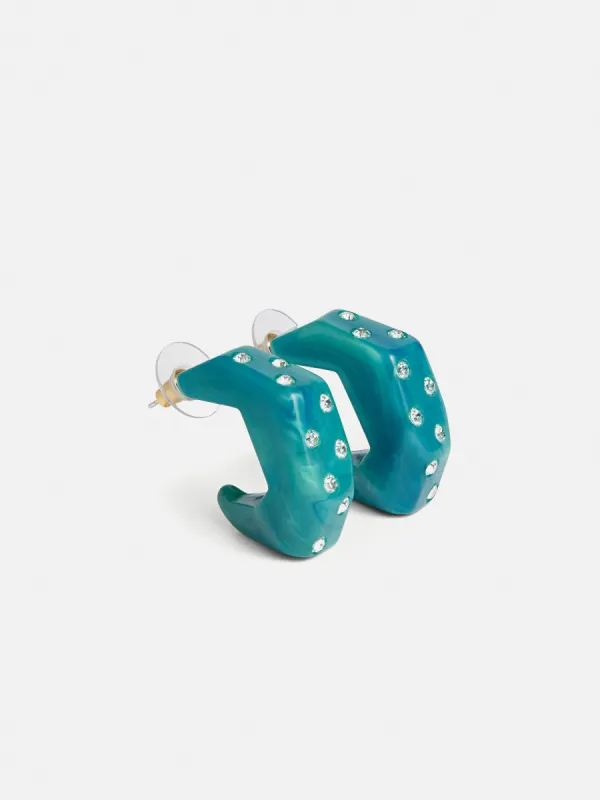 Sparkle Diamante Earring | Green sold by Jigsaw