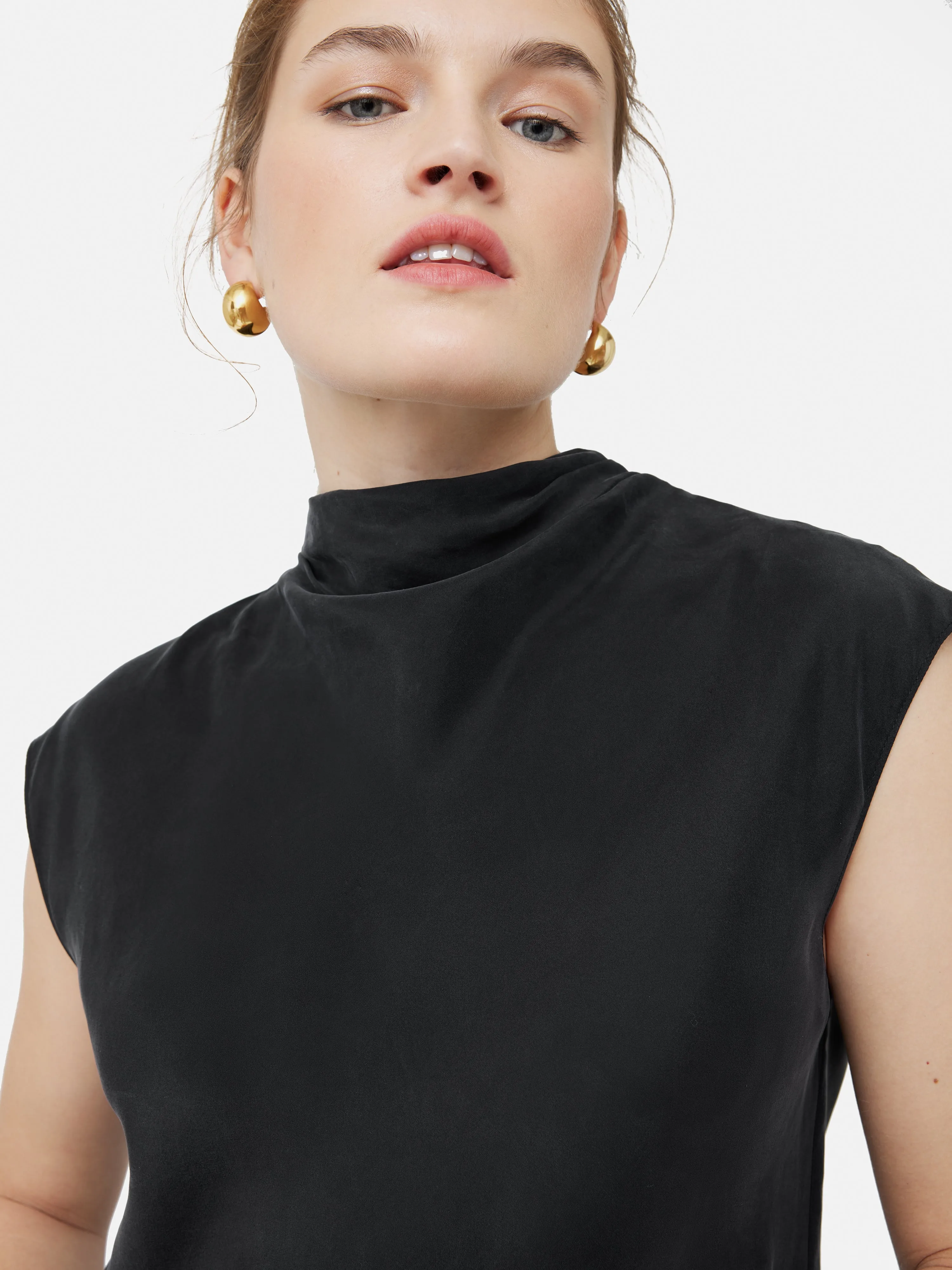 Silk Habotai Cowl Neck Top | Black sold by Jigsaw product image thumbnail 2