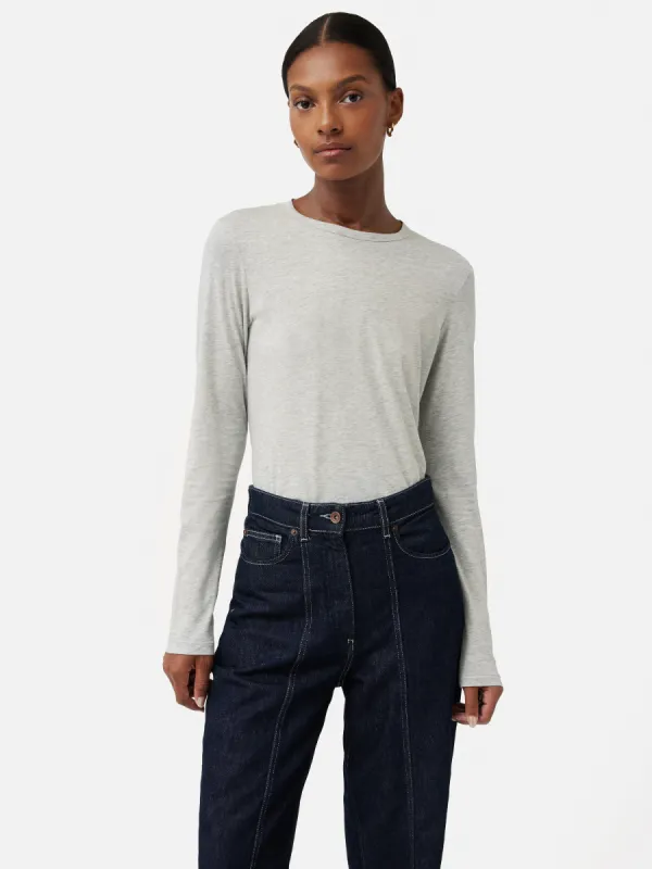 Supima Cotton Long Sleeve Tee | Pale Grey Mel sold by Jigsaw