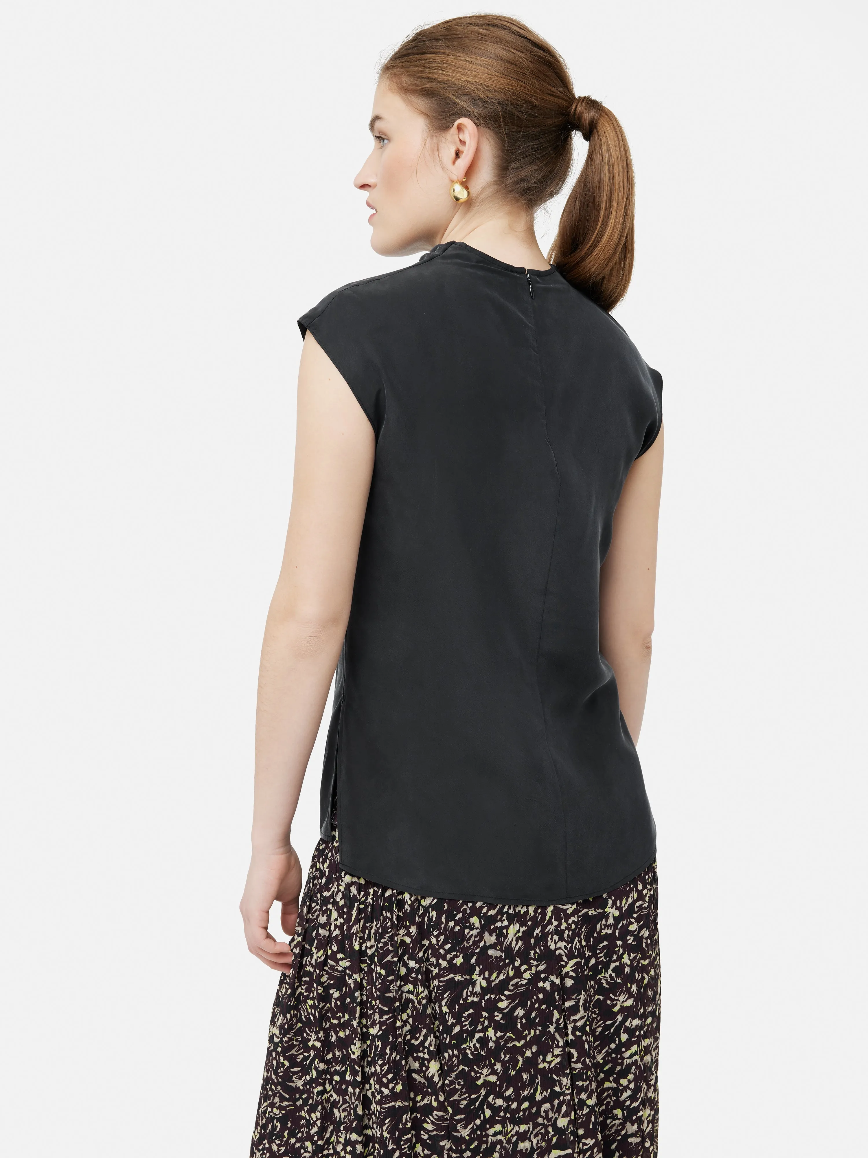 Silk Habotai Cowl Neck Top | Black sold by Jigsaw product image thumbnail 4