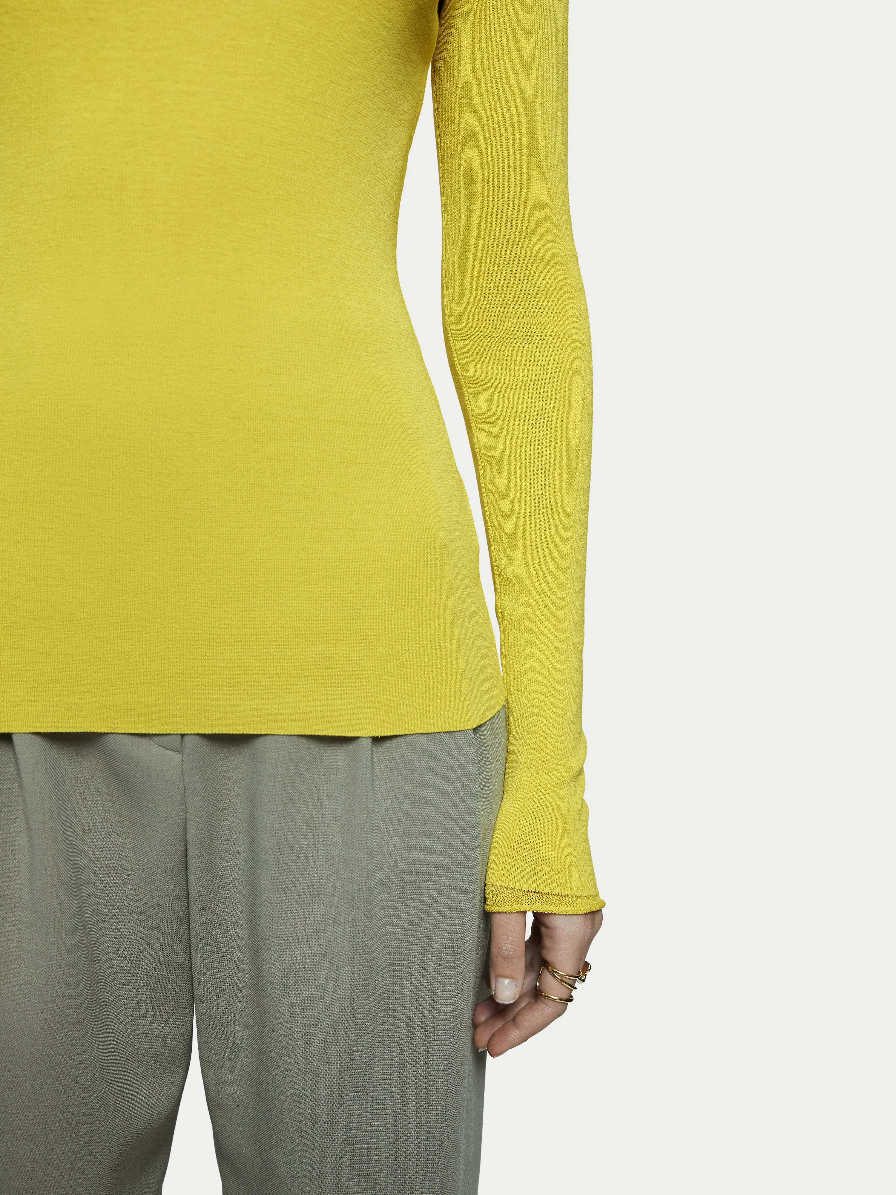 Silk Cotton Crew Neck Jumper | Yellow sold by Jigsaw product image thumbnail 2