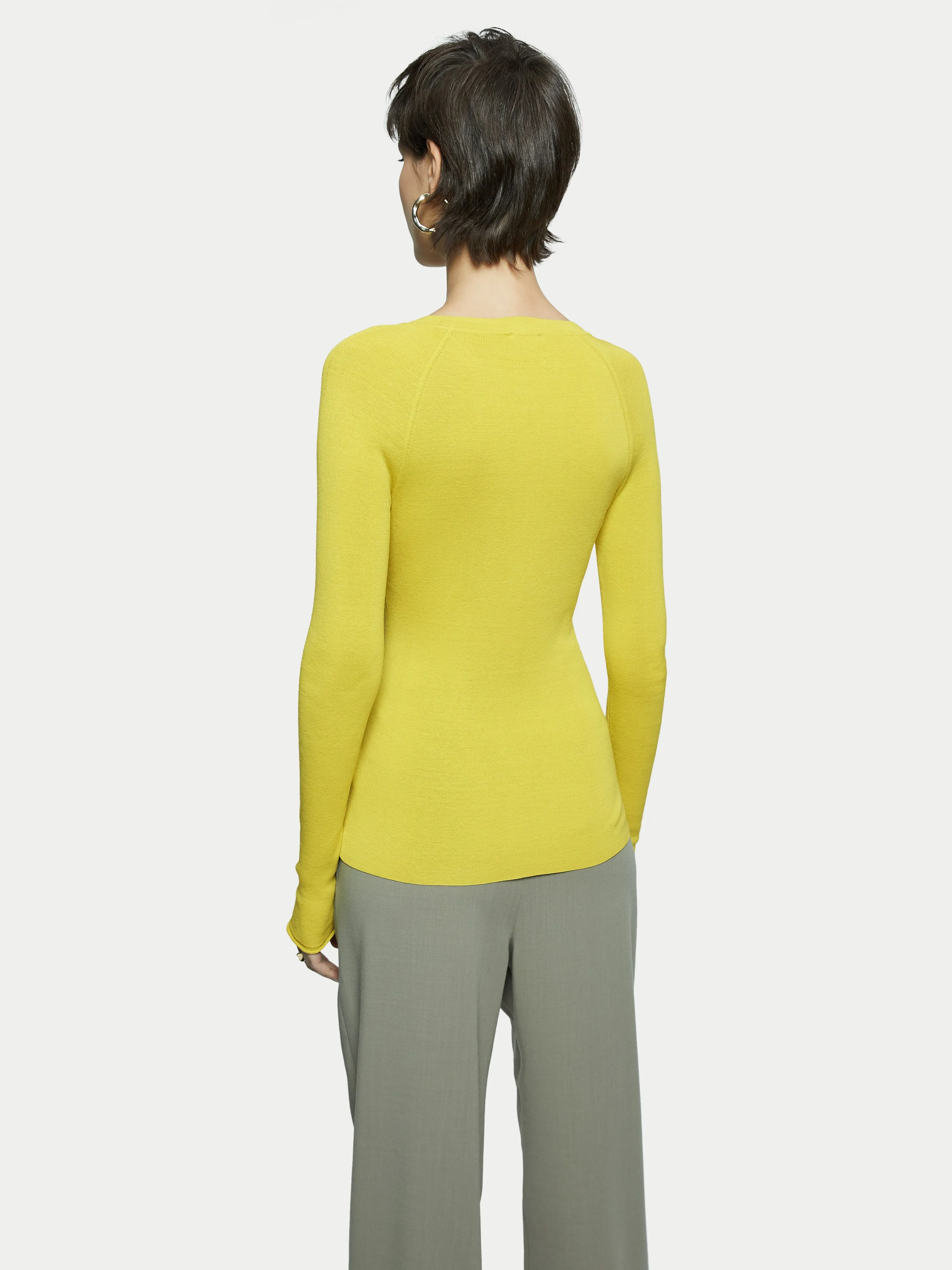 Silk Cotton Crew Neck Jumper | Yellow sold by Jigsaw product image thumbnail 4