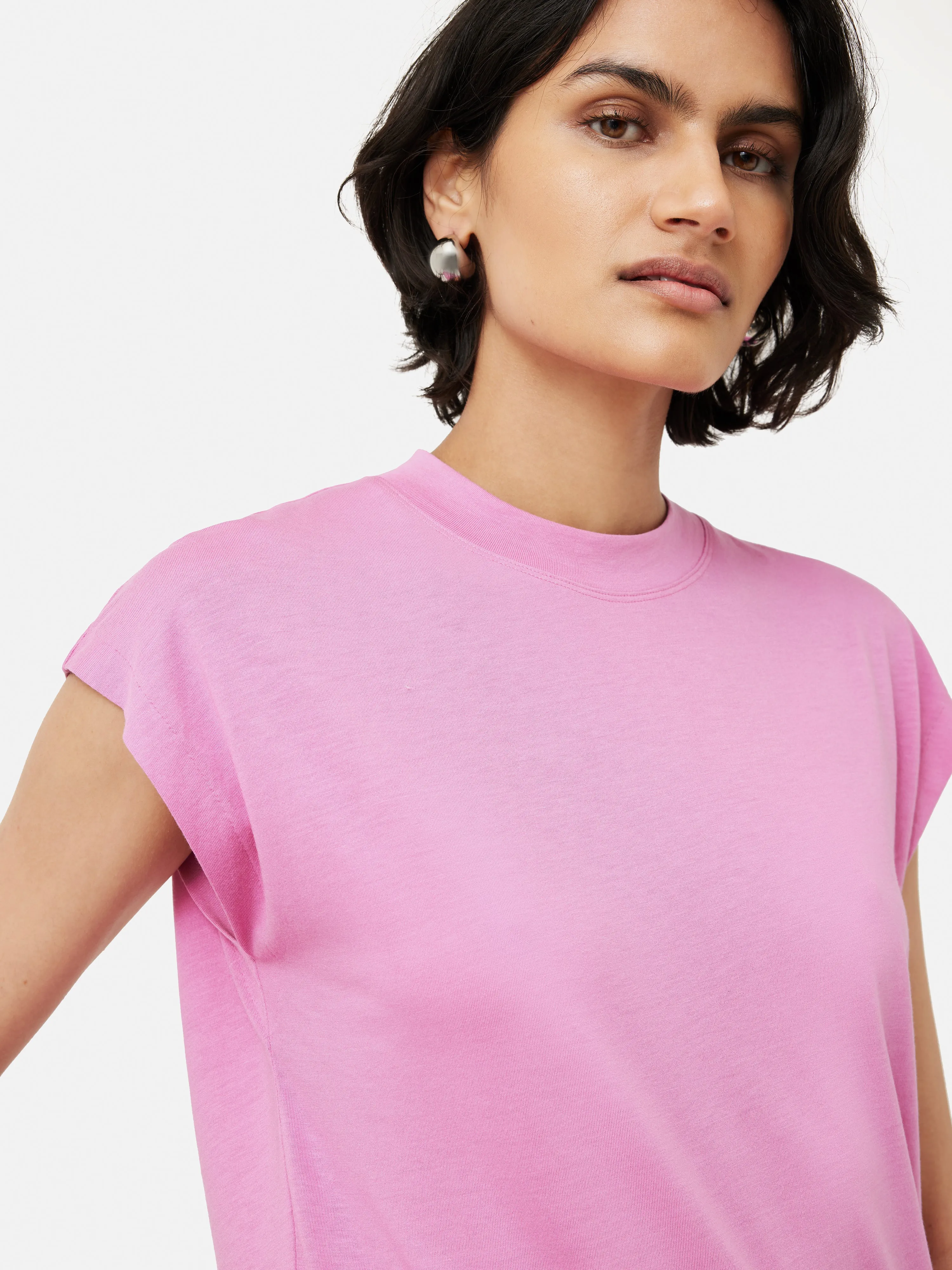 Whitney High Neck T-shirt | Pink sold by Jigsaw product image thumbnail 3