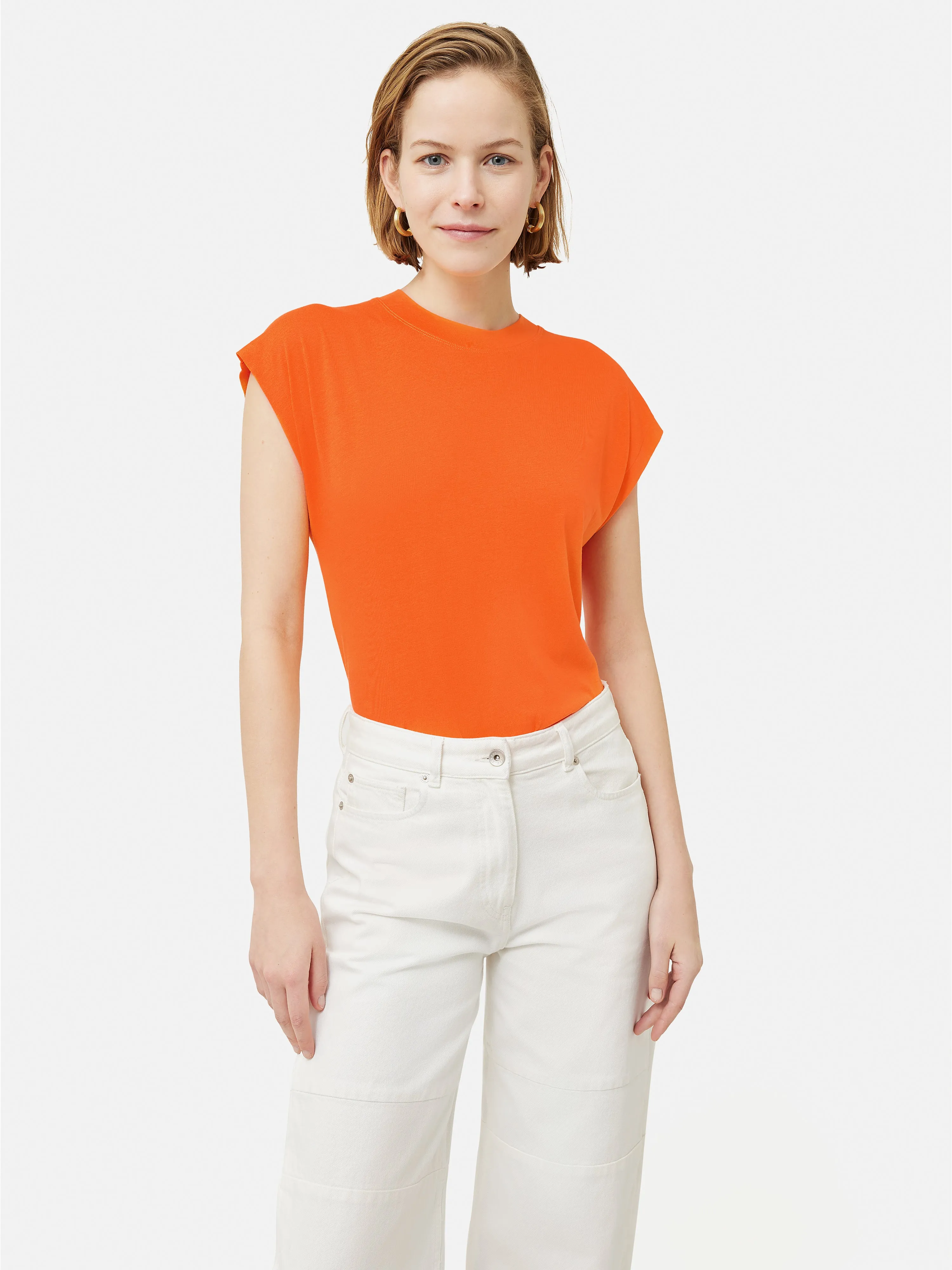Whitney High Neck T-shirt | Orange sold by Jigsaw