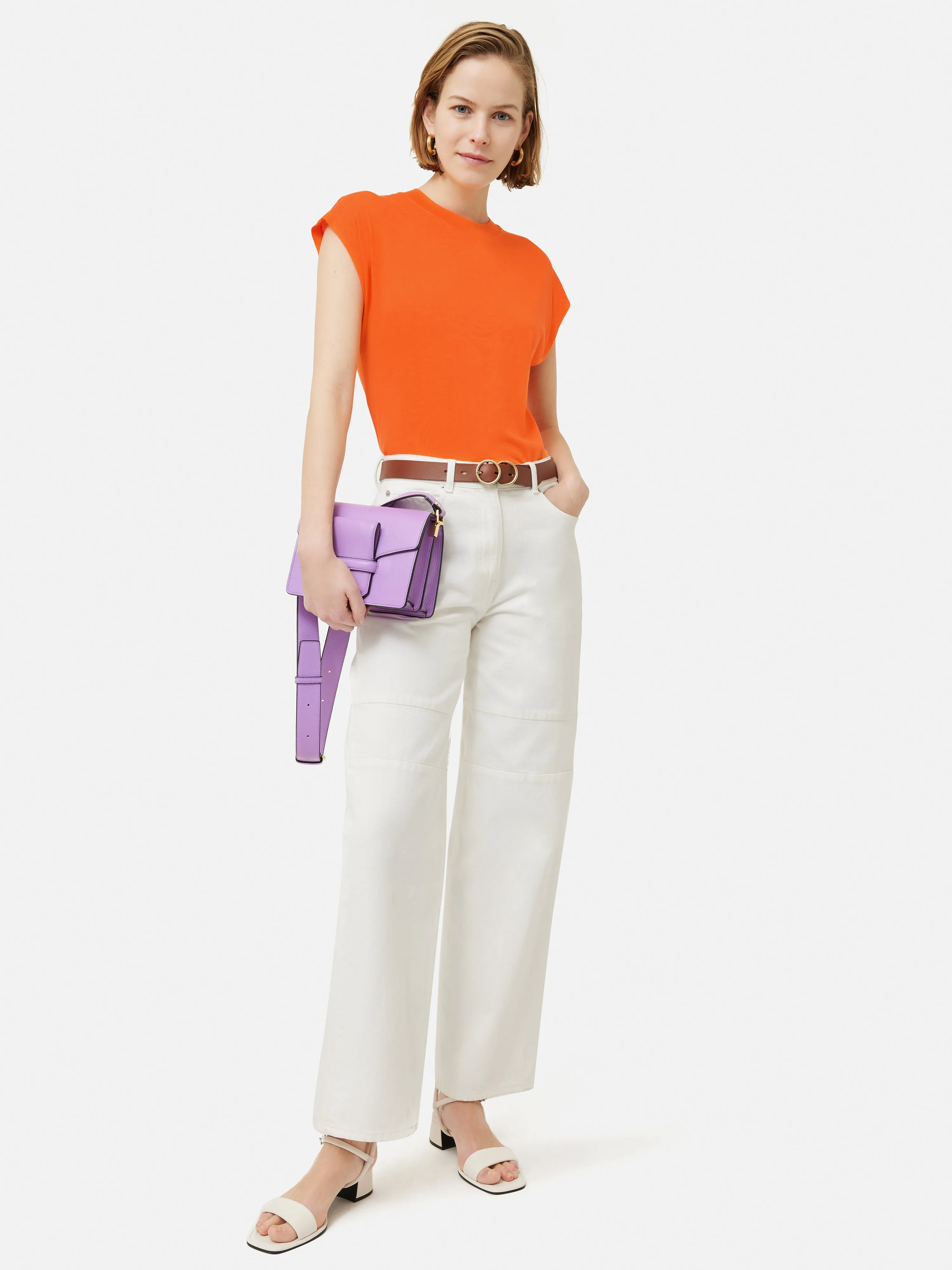 Whitney High Neck T-shirt | Orange sold by Jigsaw product image thumbnail 3