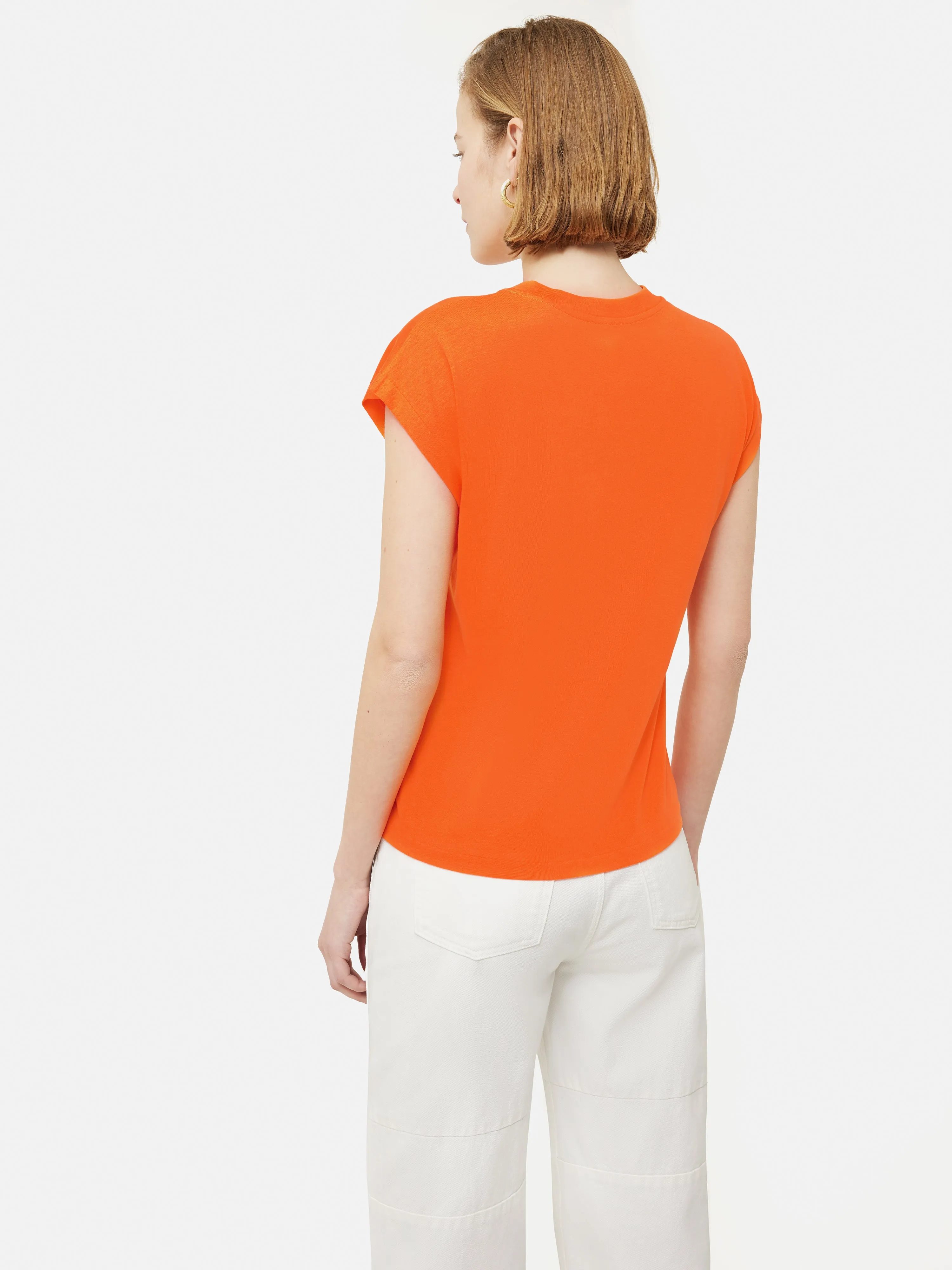 Whitney High Neck T-shirt | Orange sold by Jigsaw product image thumbnail 5