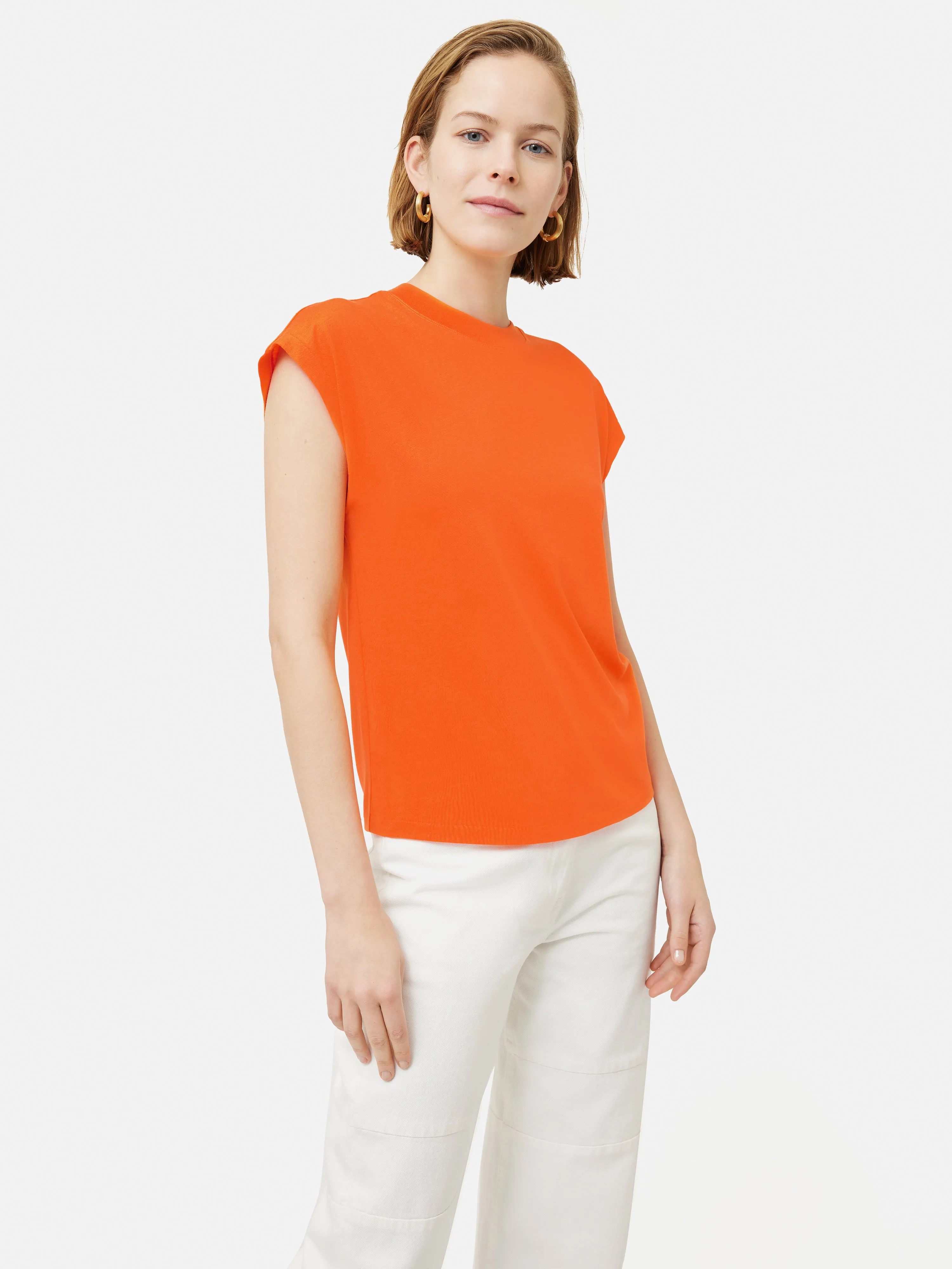 Whitney High Neck T-shirt | Orange sold by Jigsaw product image thumbnail 4