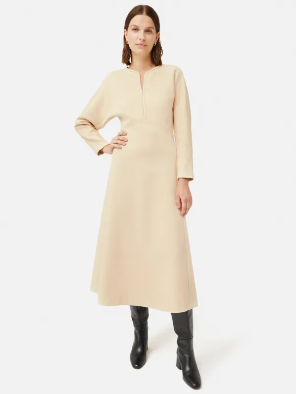 Crepe Jersey Zip Dress | Cream sold by Jigsaw