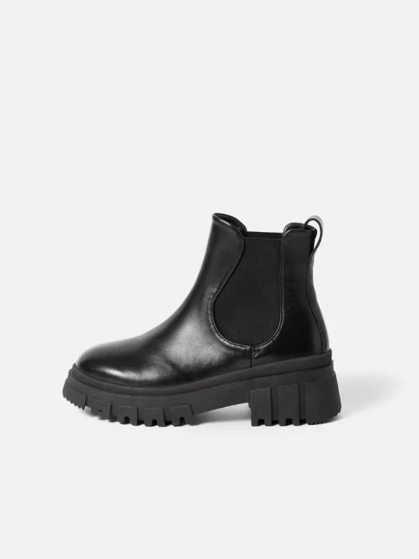 Yvie Gum Sole Leather Boot | Black sold by Jigsaw