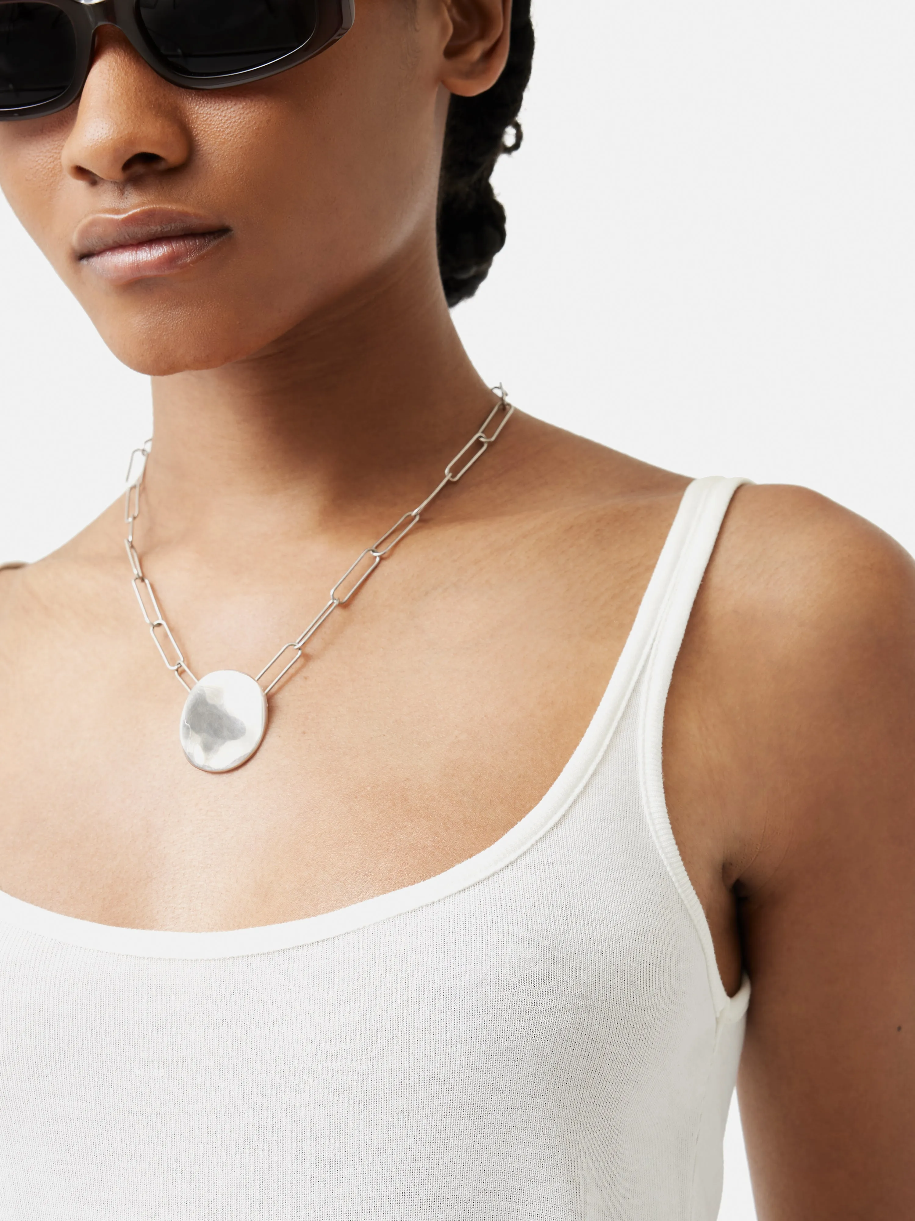 Hammered Disc Pendant | Silver sold by Jigsaw product image thumbnail 3