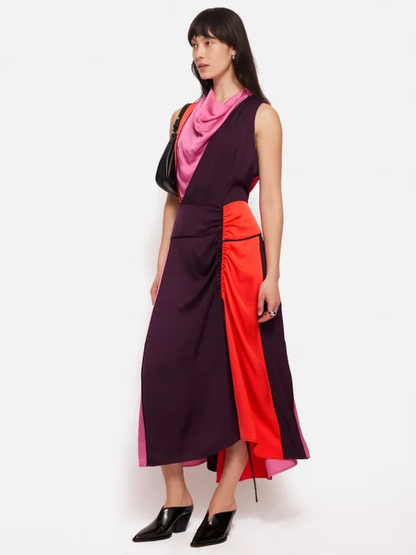 Colour Block Satin Dress | Purple sold by Jigsaw