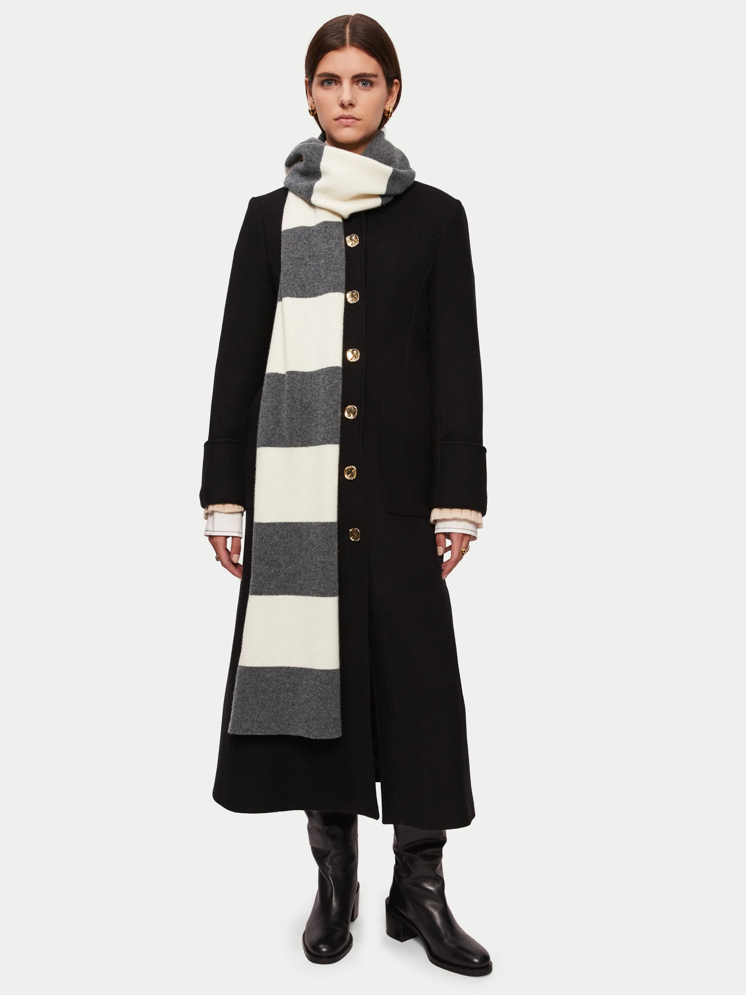 Felted Lambswool Stripe Scarf | Grey sold by Jigsaw product image thumbnail 4