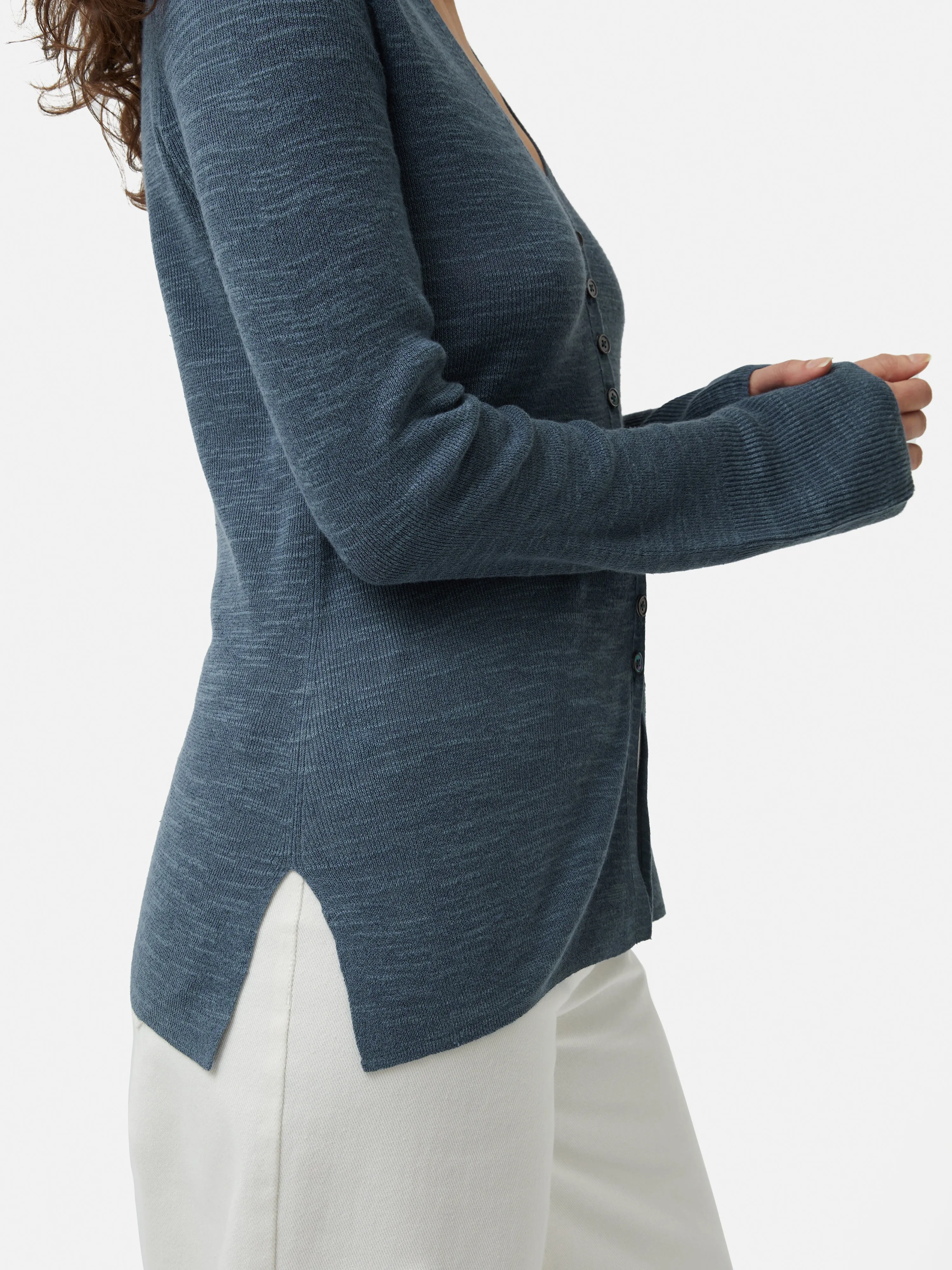 Linen Cotton Cardigan | Mineral Blue sold by Jigsaw product image thumbnail 2