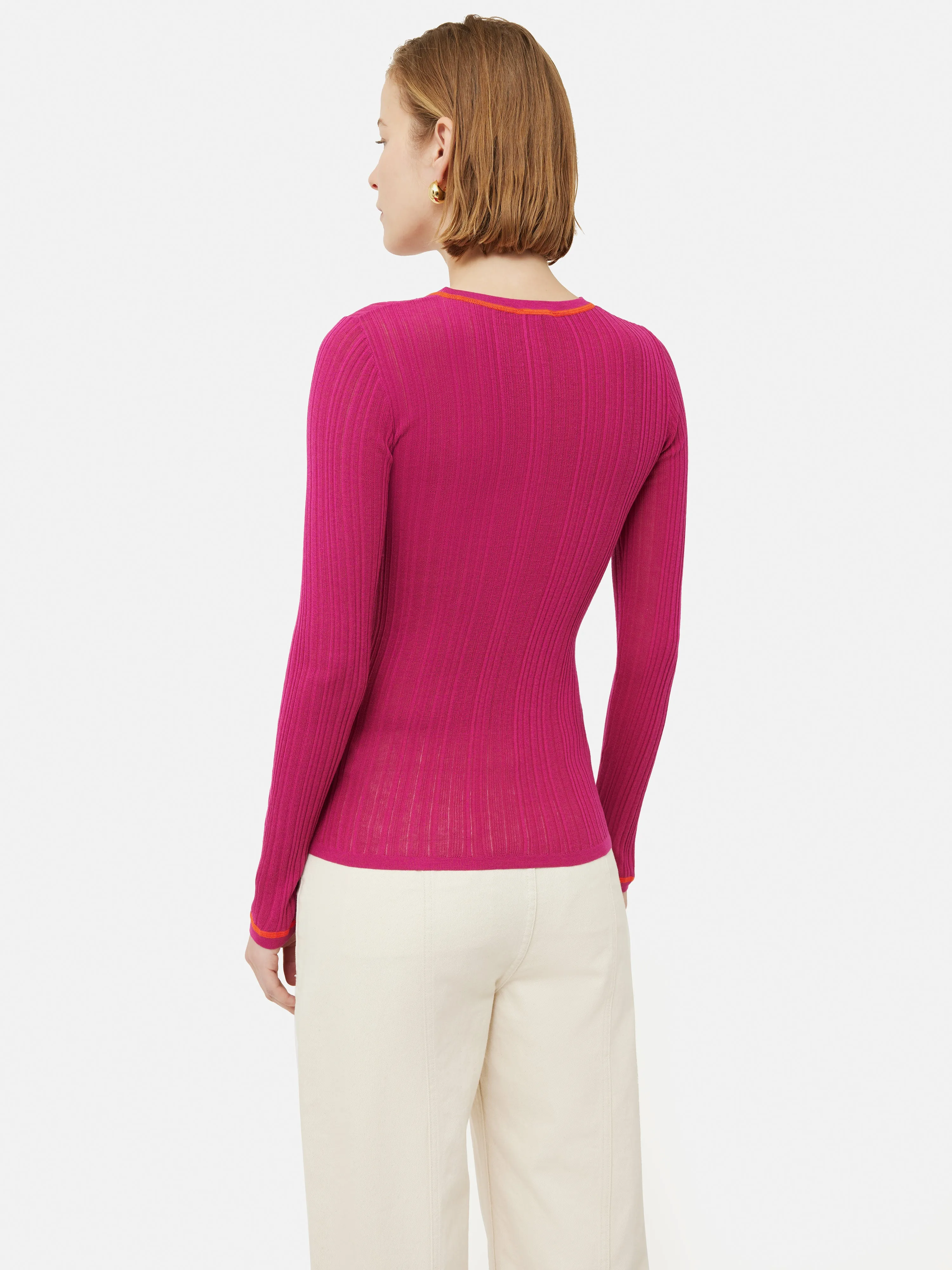 Silk Cotton Rib Crew Jumper | Pink sold by Jigsaw product image thumbnail 5