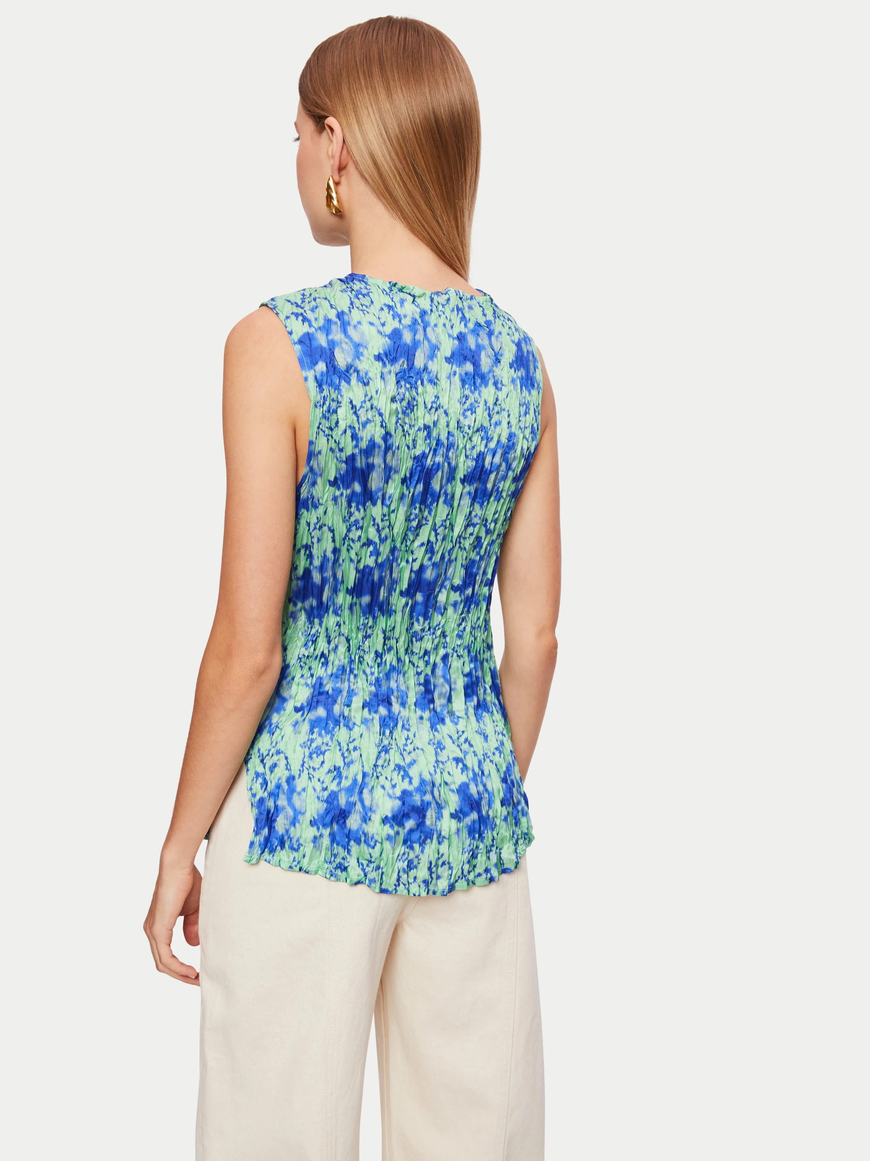 Tie Dye Crinkle Silk Mix Top | Blue sold by Jigsaw product image thumbnail 5