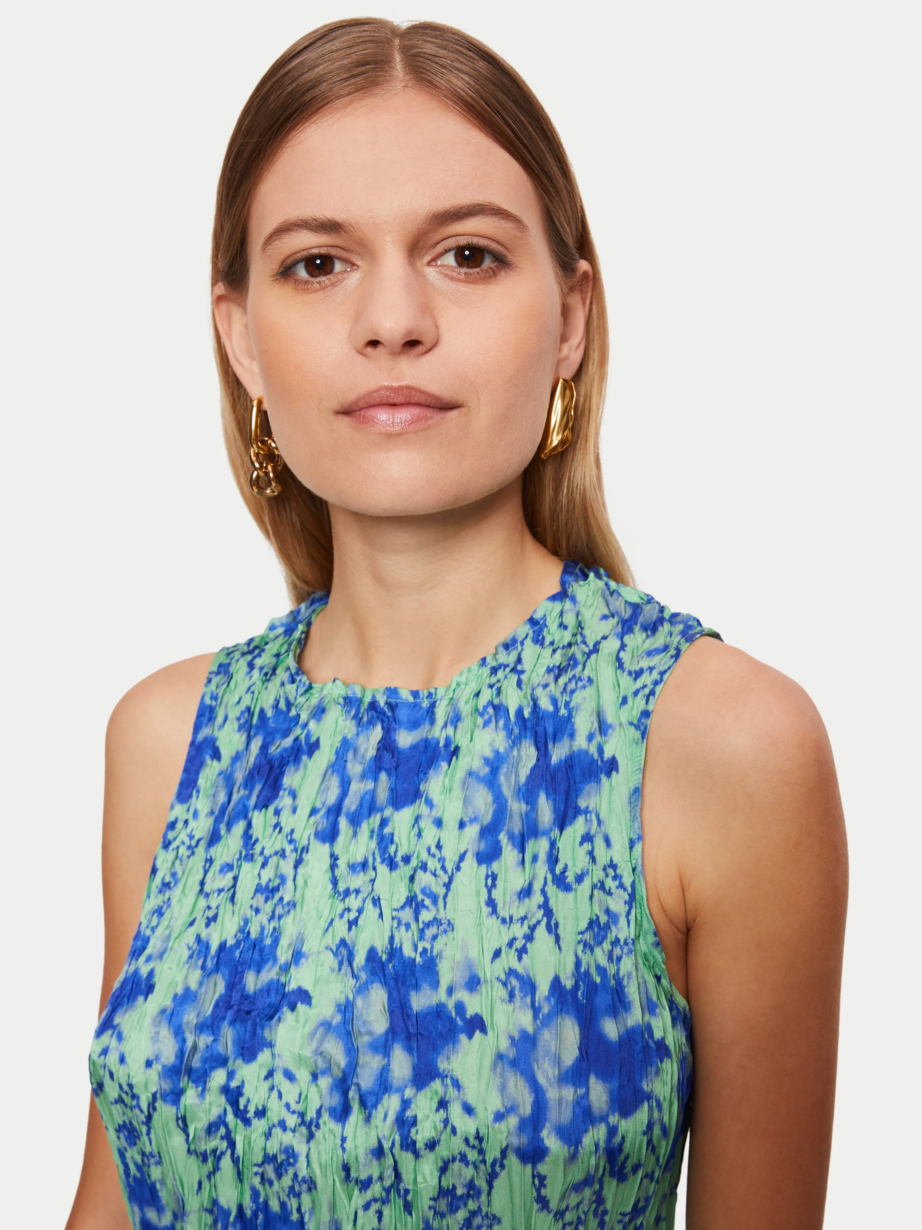 Tie Dye Crinkle Silk Mix Top | Blue sold by Jigsaw product image thumbnail 3