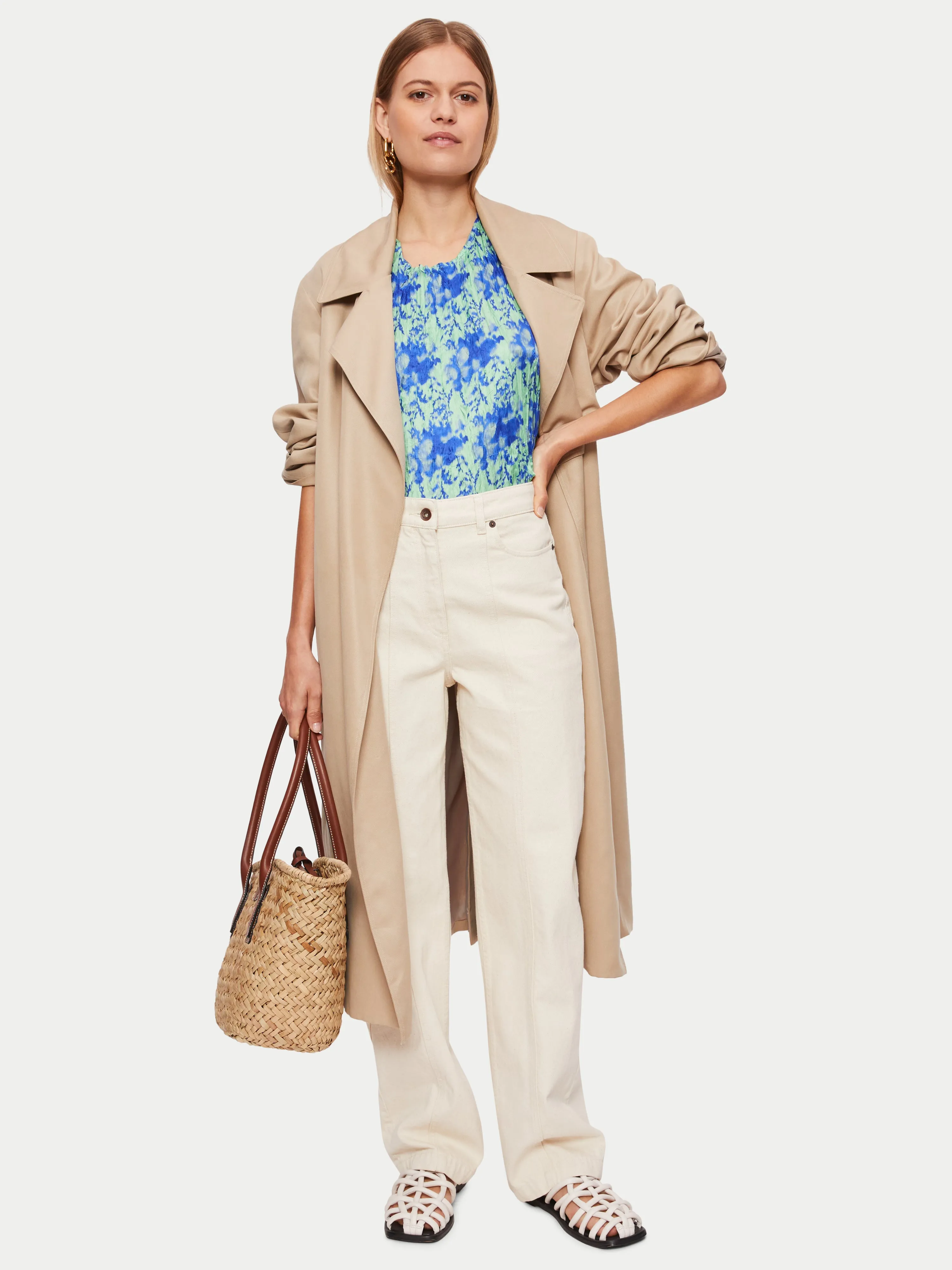 Tie Dye Crinkle Silk Mix Top | Blue sold by Jigsaw product image thumbnail 4