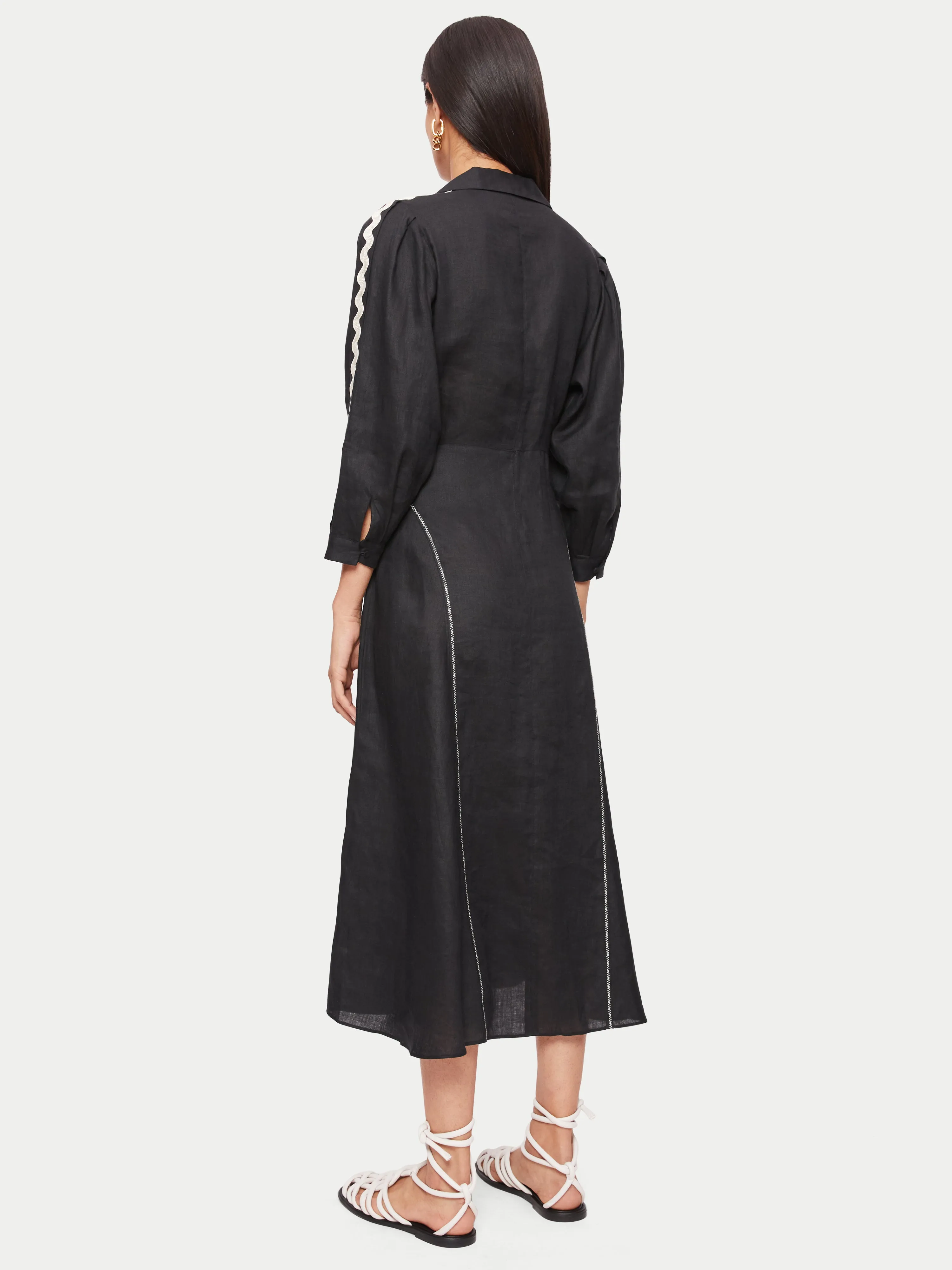 Linen Ric Rac Dress | Black sold by Jigsaw product image thumbnail 5