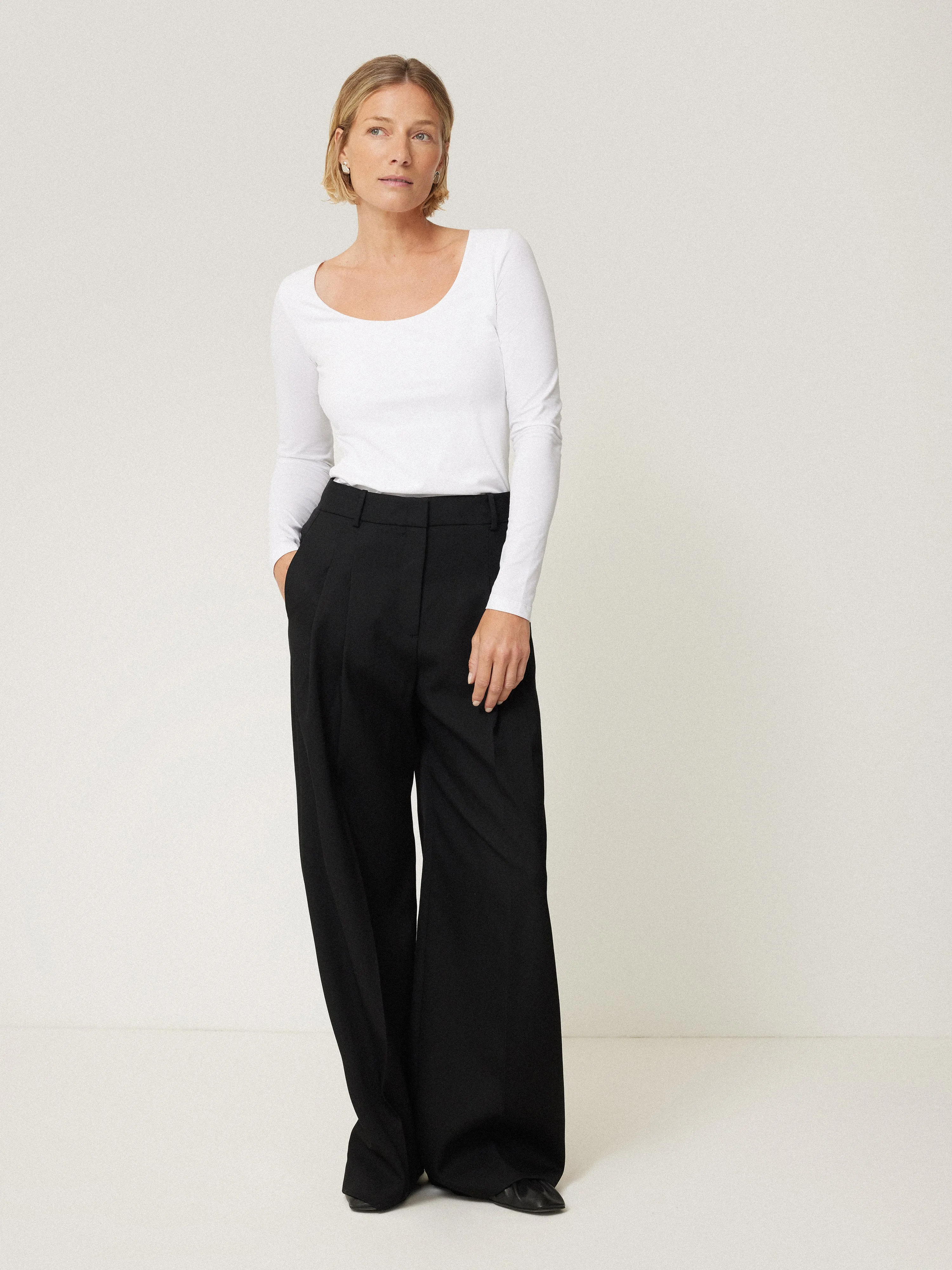 Double Front Ballet Neck Top | White sold by Jigsaw product image thumbnail 3