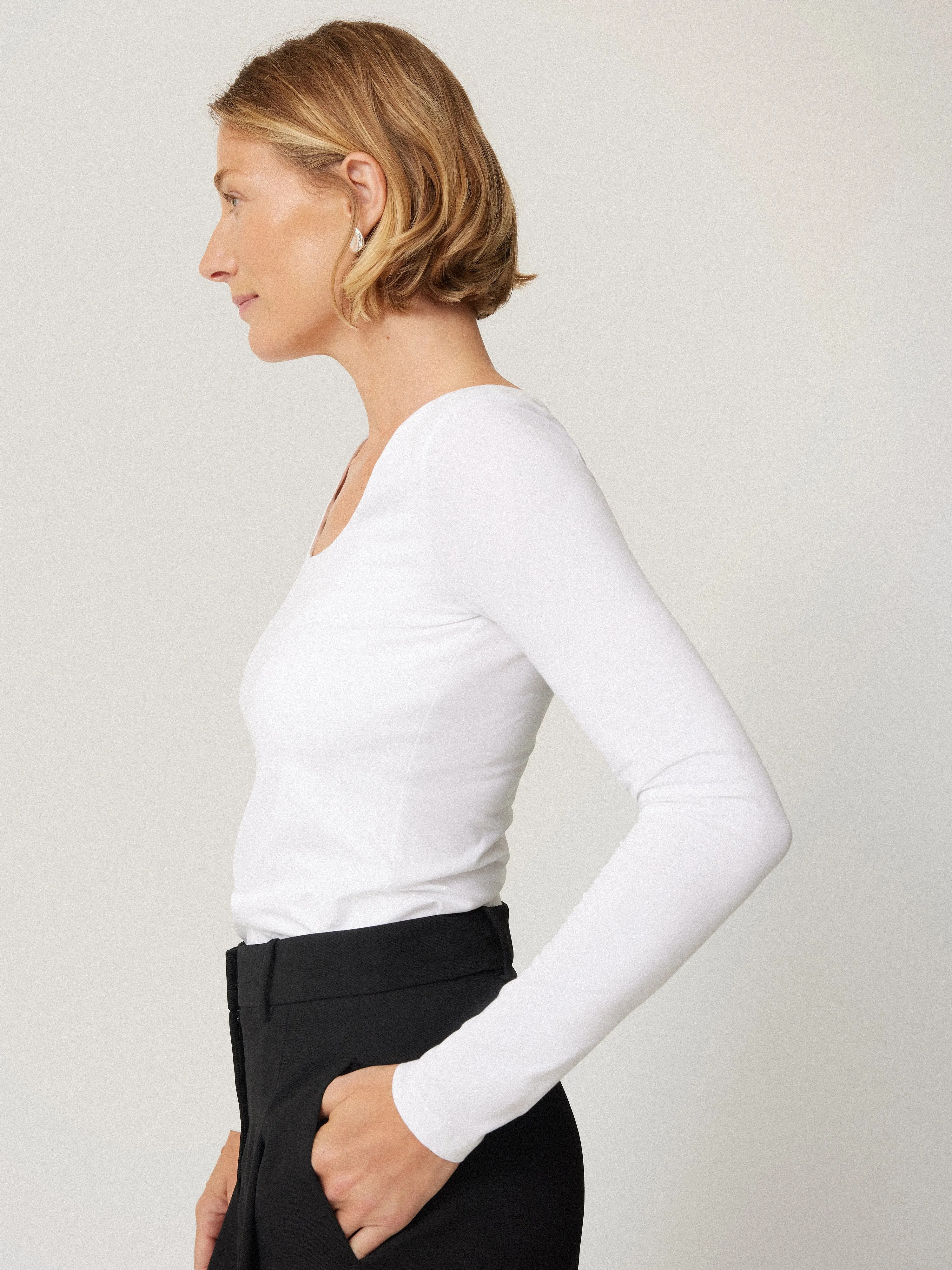 Double Front Ballet Neck Top | White sold by Jigsaw product image thumbnail 4