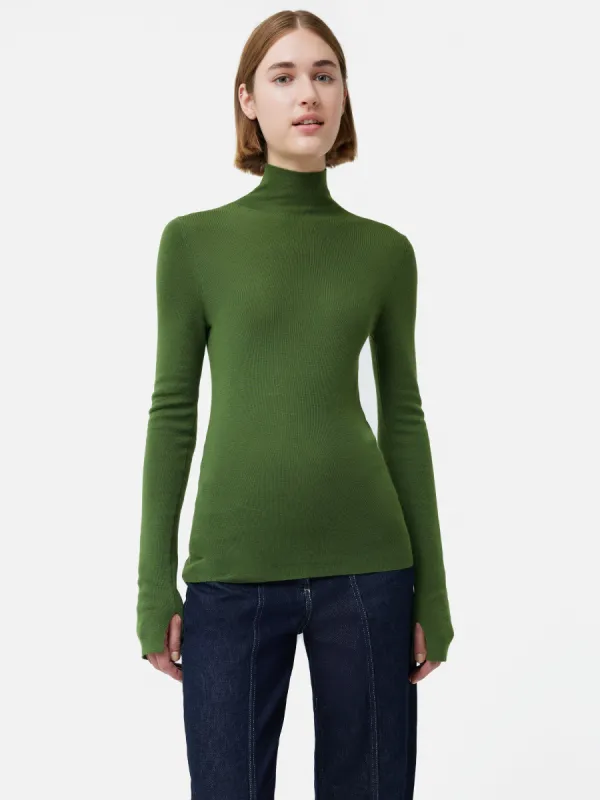 Superfine Merino Jumper | Green sold by Jigsaw