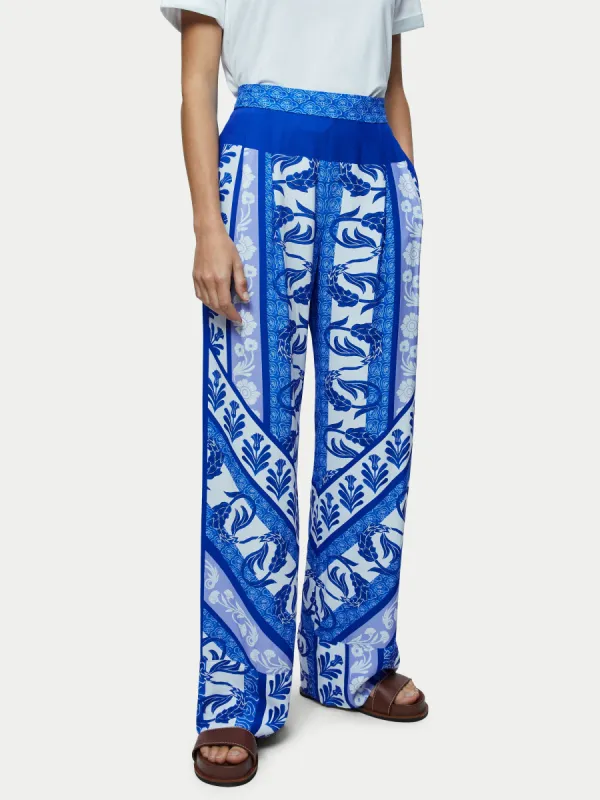 Santorini Printed Palazzo | Blue sold by Jigsaw