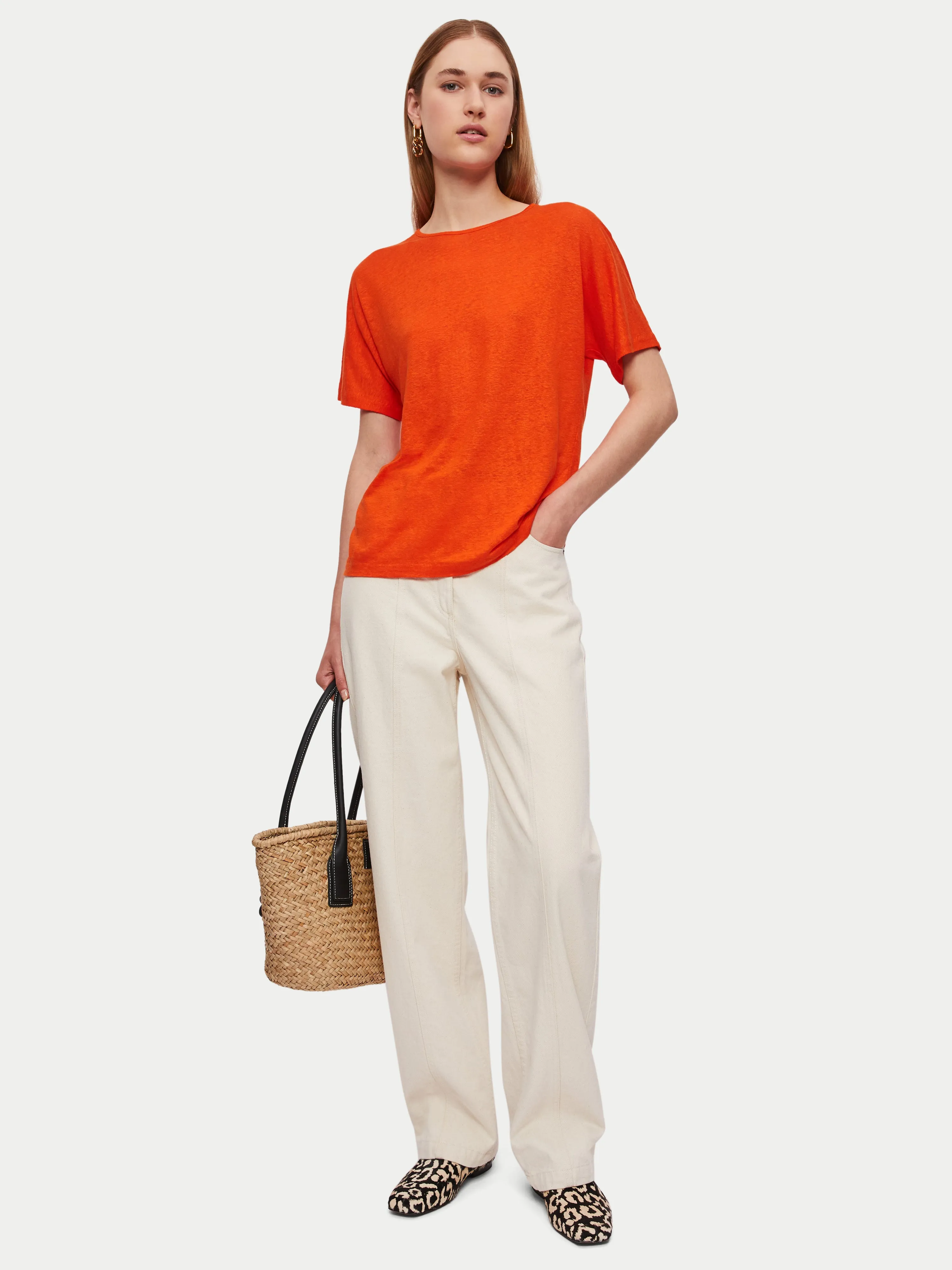 Linen Kimono Sleeve Tee | Orange sold by Jigsaw product image thumbnail 2