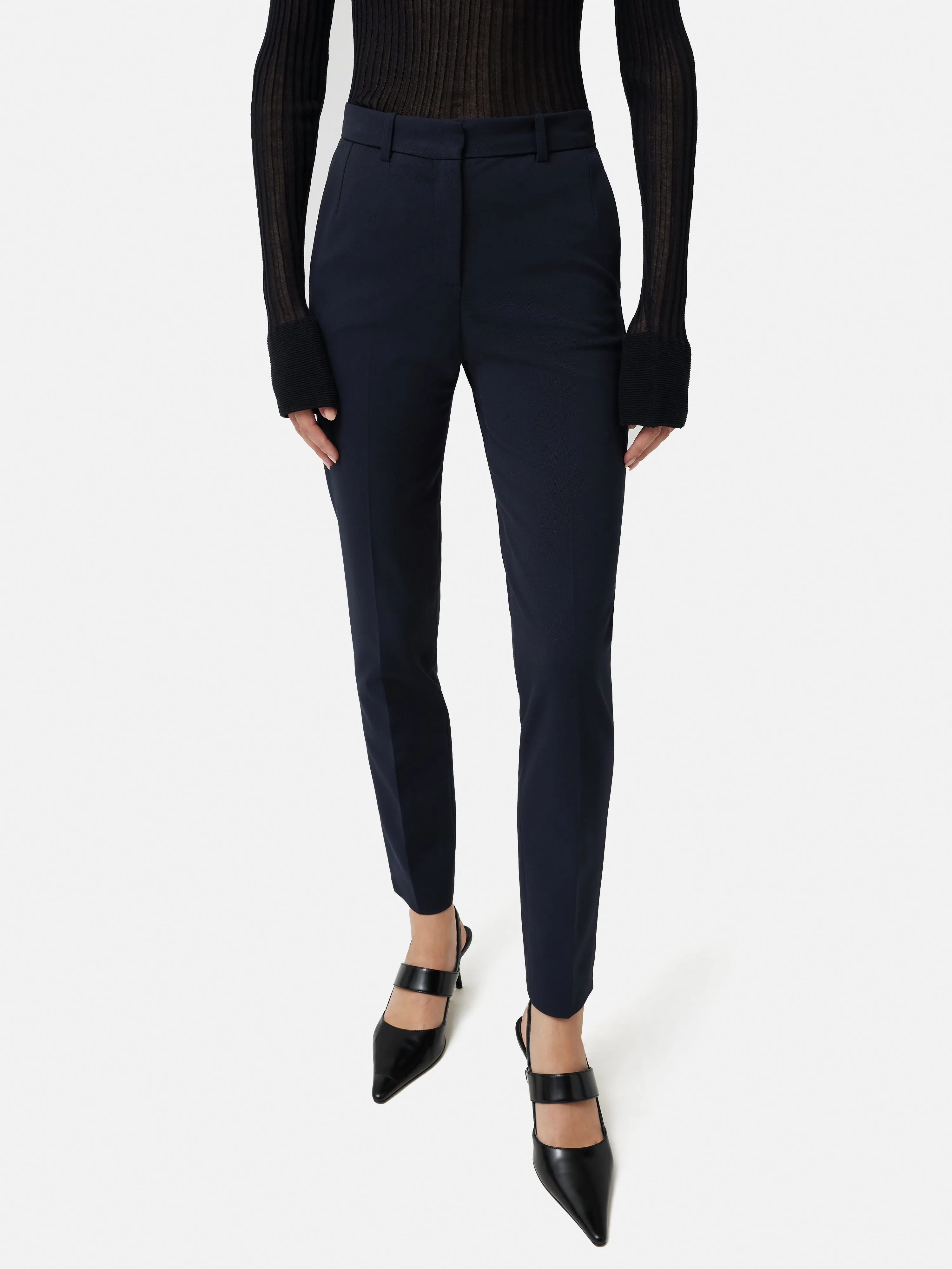 Italian Wool Stretch Paris Slim Fit Trouser | Navy sold by Jigsaw