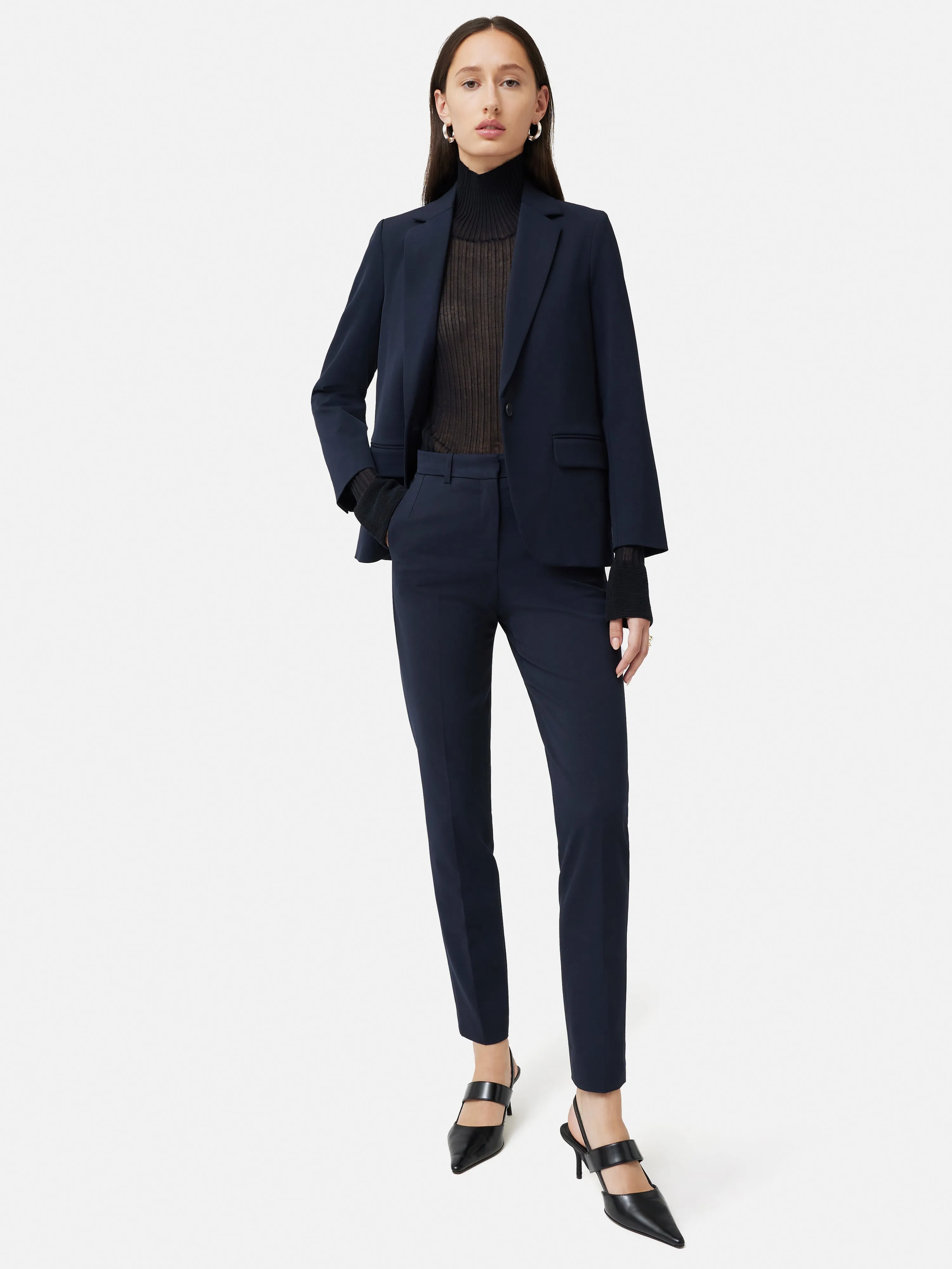 Italian Wool Stretch Paris Slim Fit Trouser | Navy sold by Jigsaw product image thumbnail 2