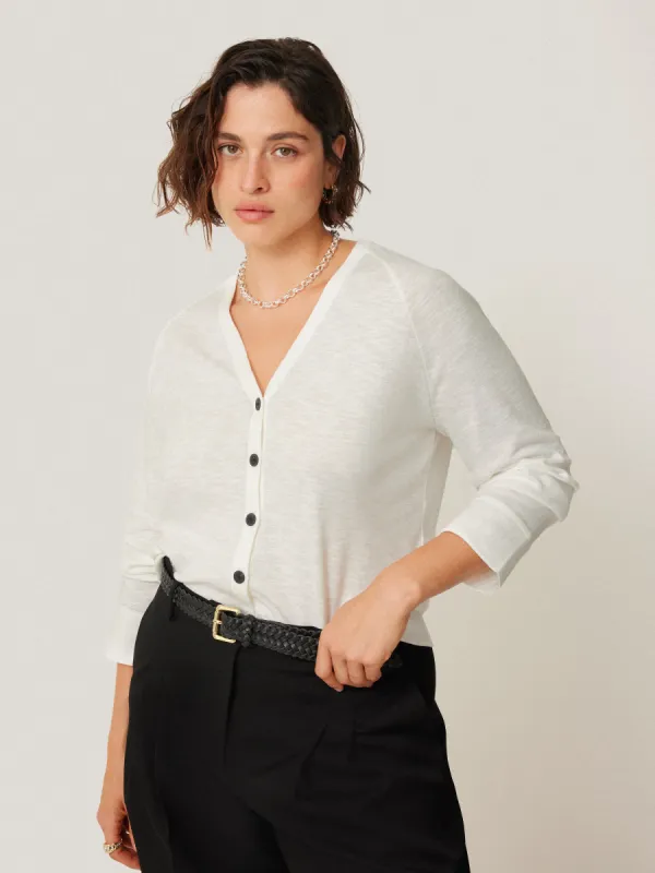 Cotton Luxe Cardigan | Ivory sold by Jigsaw