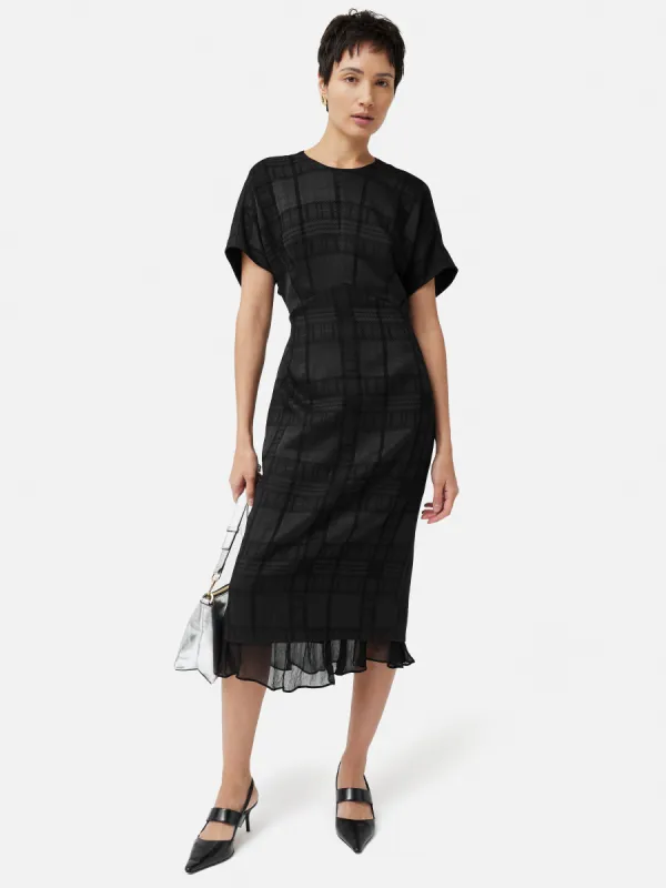Textured Check Midi Dress | Black sold by Jigsaw