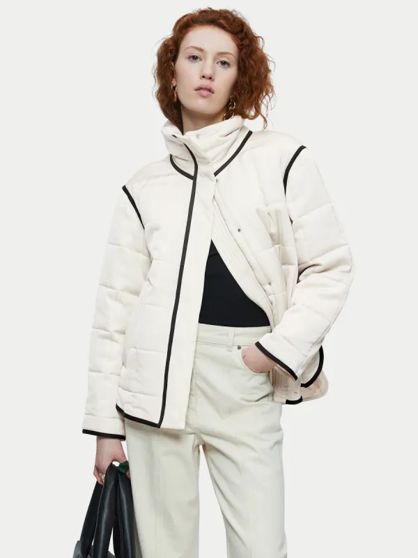Showerproof Sateen Quilt Coat | Cream sold by Jigsaw