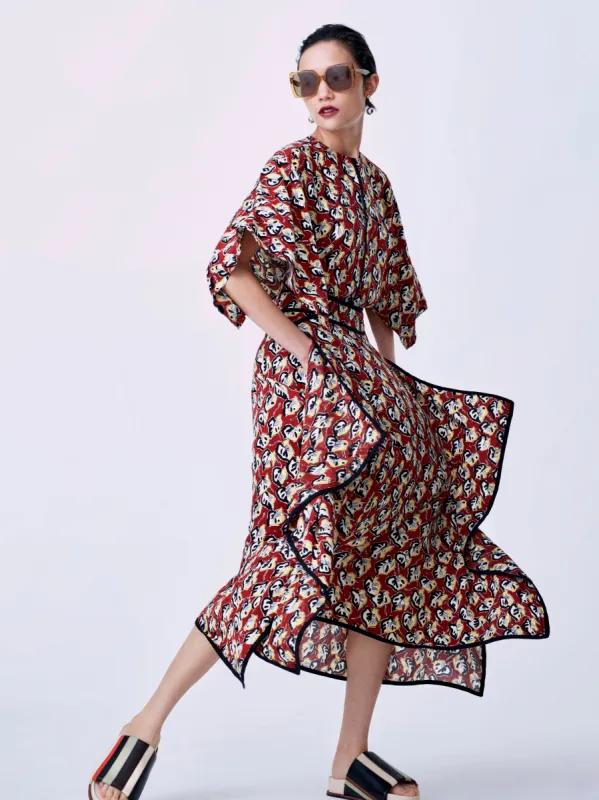 Collagerie Fig Leaf Dress | Red sold by Jigsaw