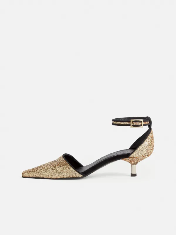 Odette Glitter Sandal | Gold sold by Jigsaw